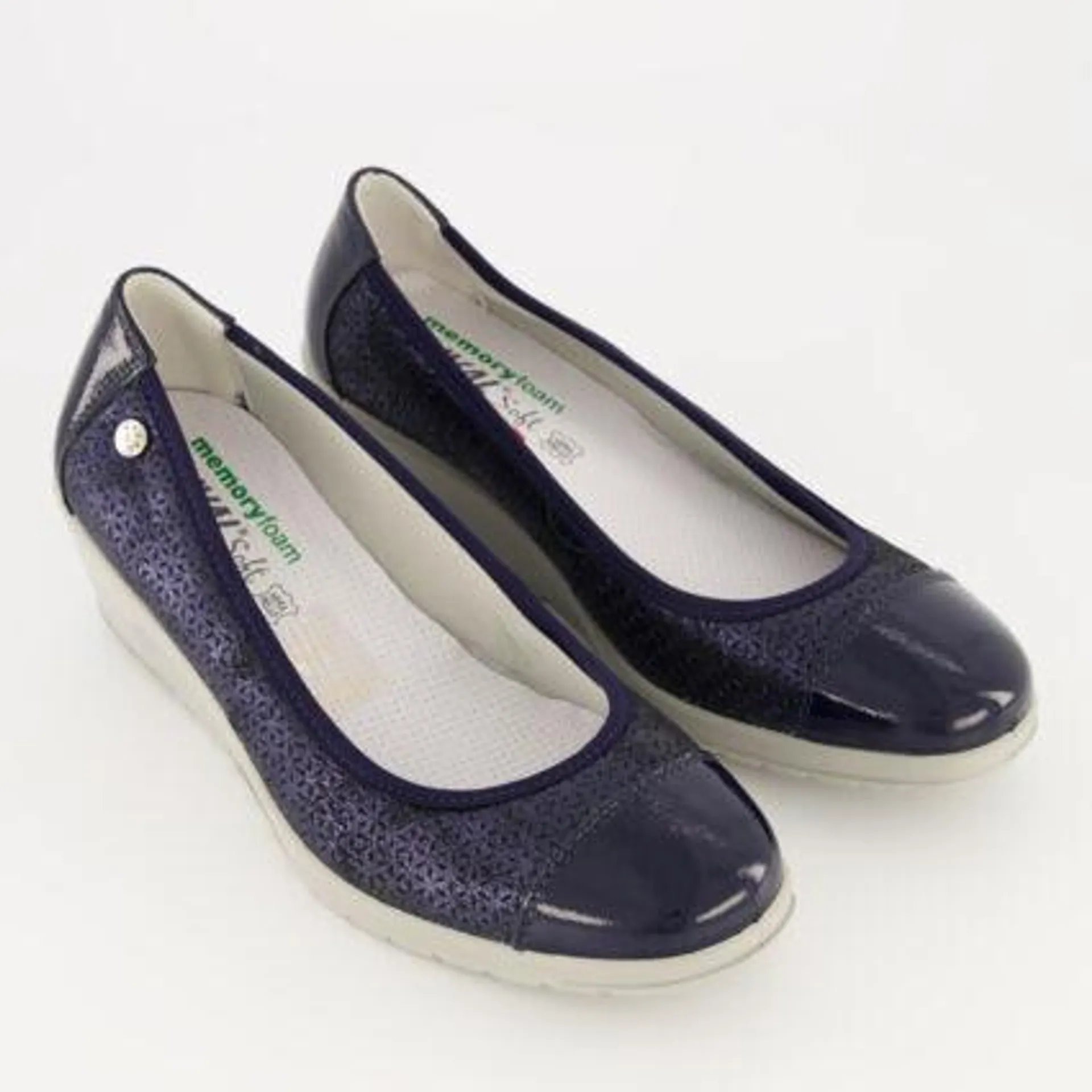 Blue Wedged Leather Shoes