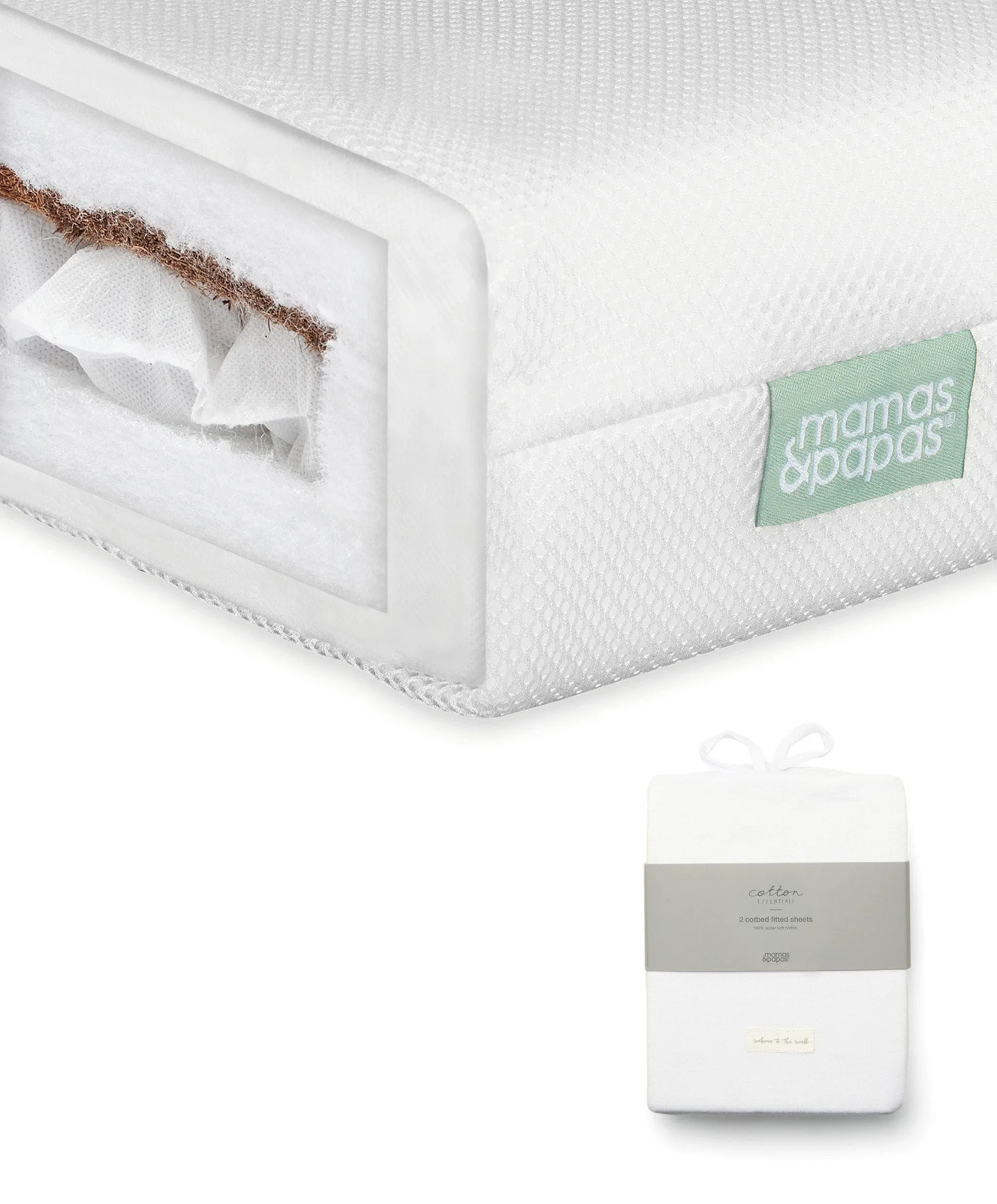 Premium Dual Core Cotbed Mattress & Cotbed Fitted Sheets (Pack of 2) Bundle