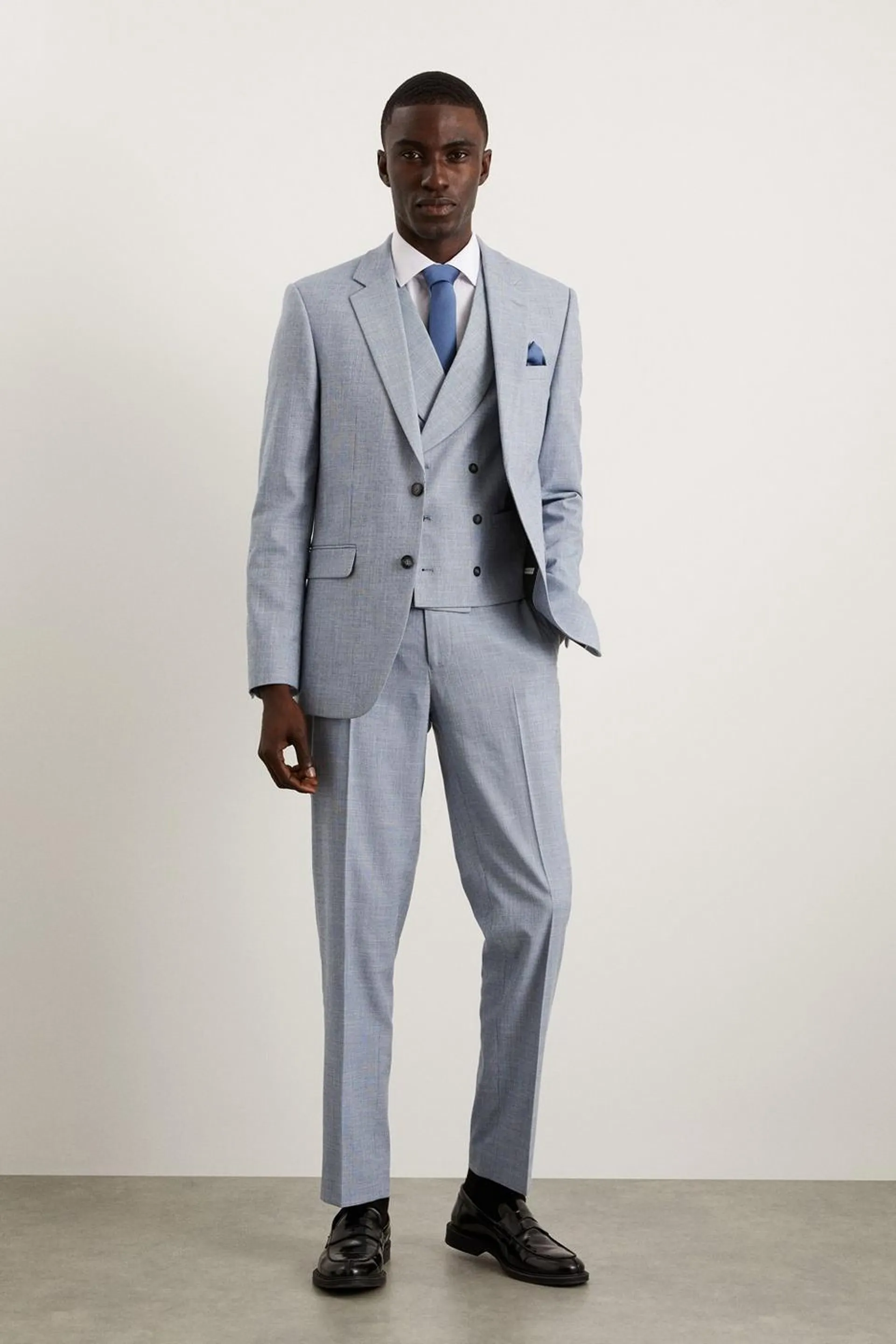 Slim Fit Light Blue Puppytooth Suit Jacket