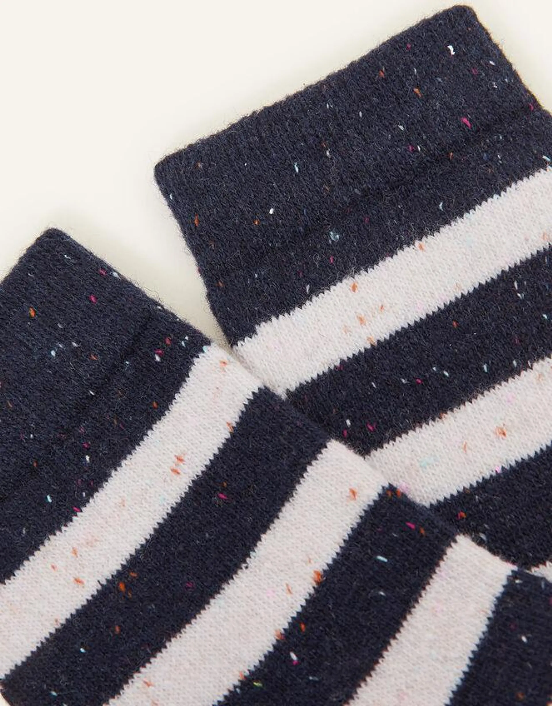 Stripe Boot Socks in Wool Blend Blue
