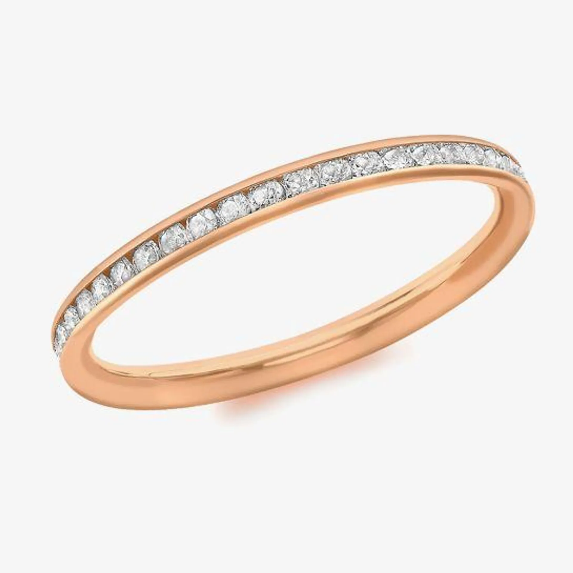 9ct Rose Gold 2mm Crystal-Set Eternity Ring 5.84.9079