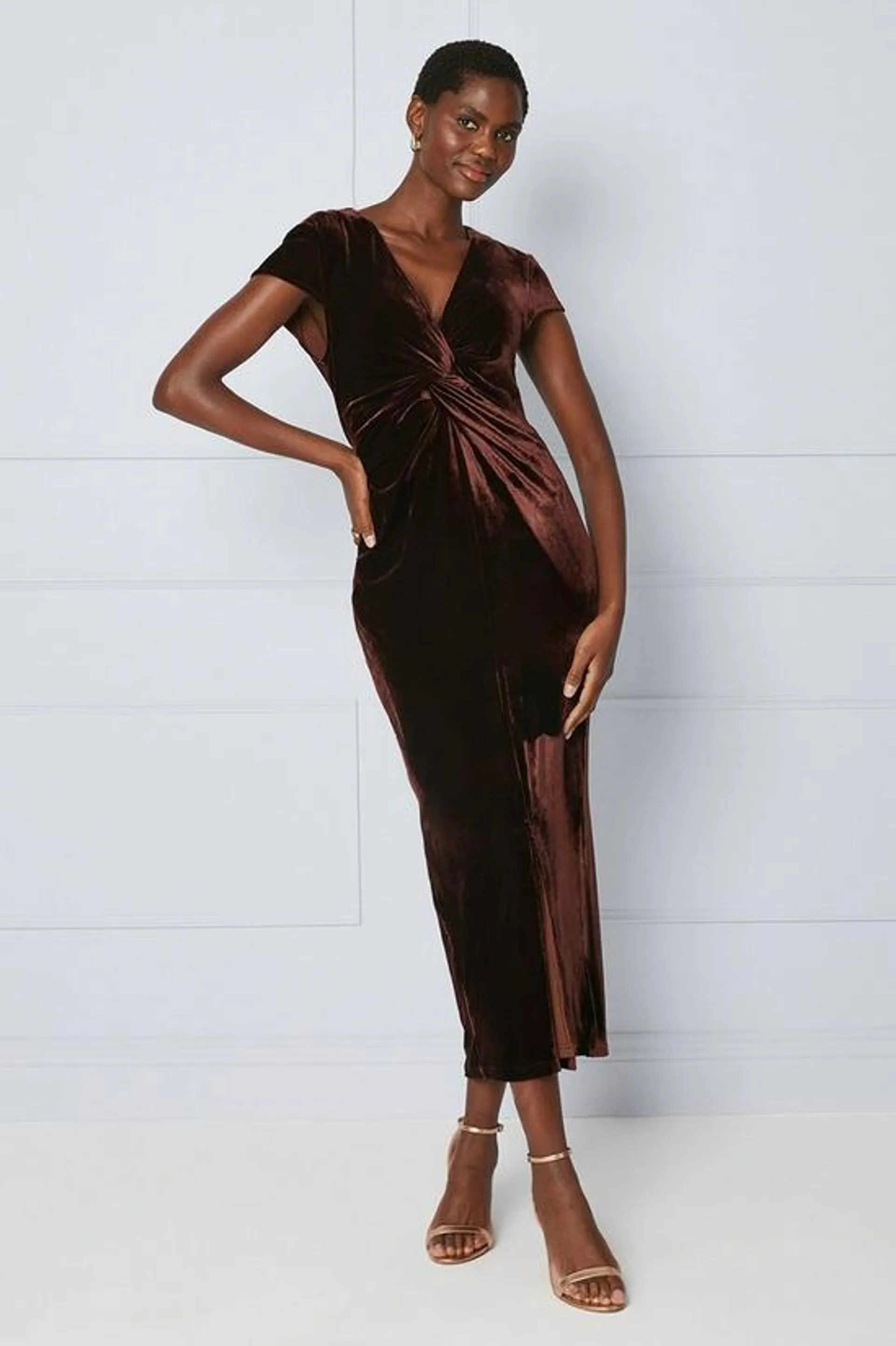 Premium Velvet Twist Midaxi Dress