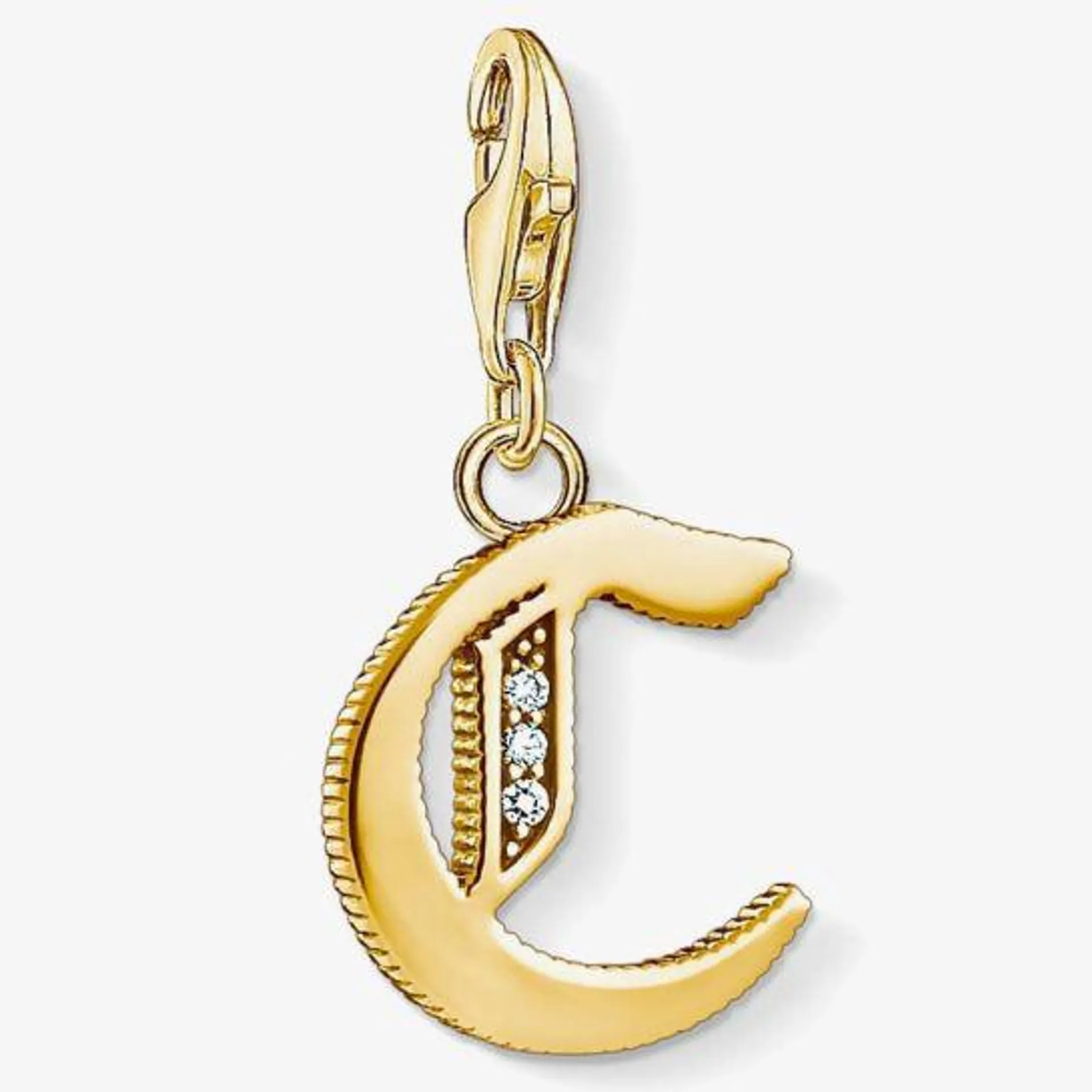 Gold Plated Cubic Zirconia C Charm
