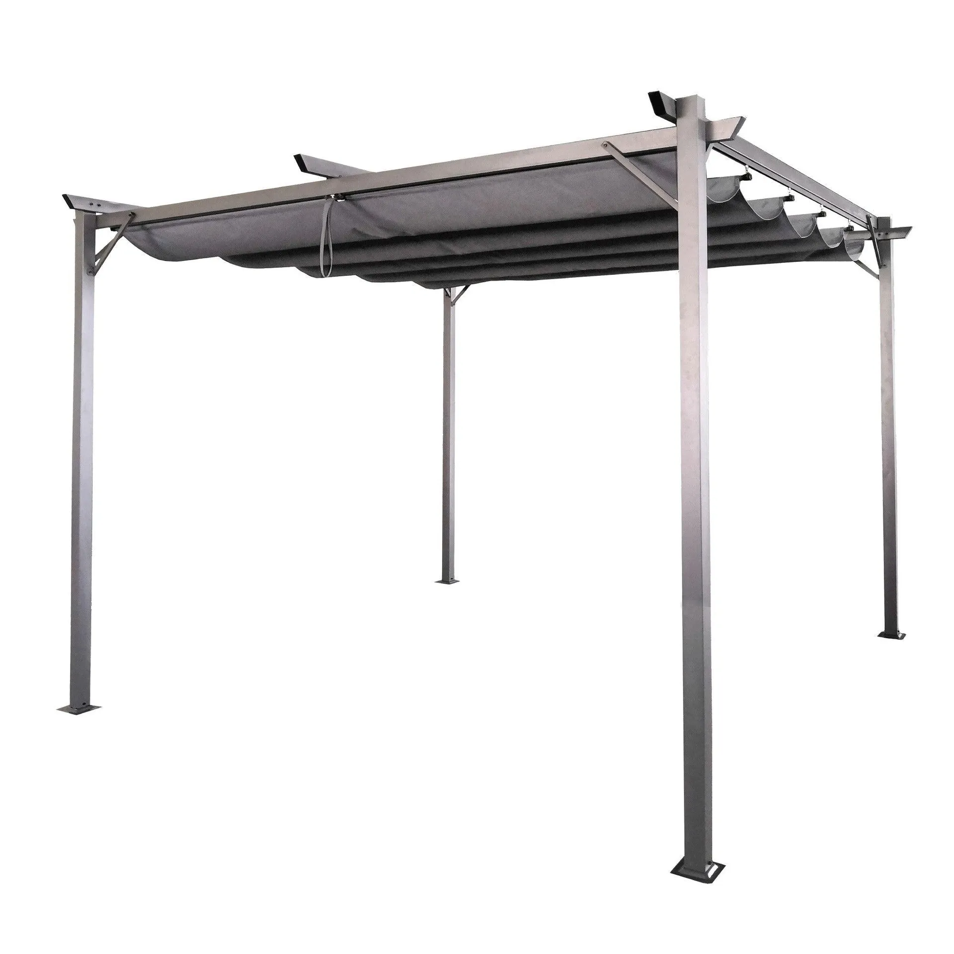 Silver & Stone Palma Steel Pergola with Rectangle Canopy 3m x 3m