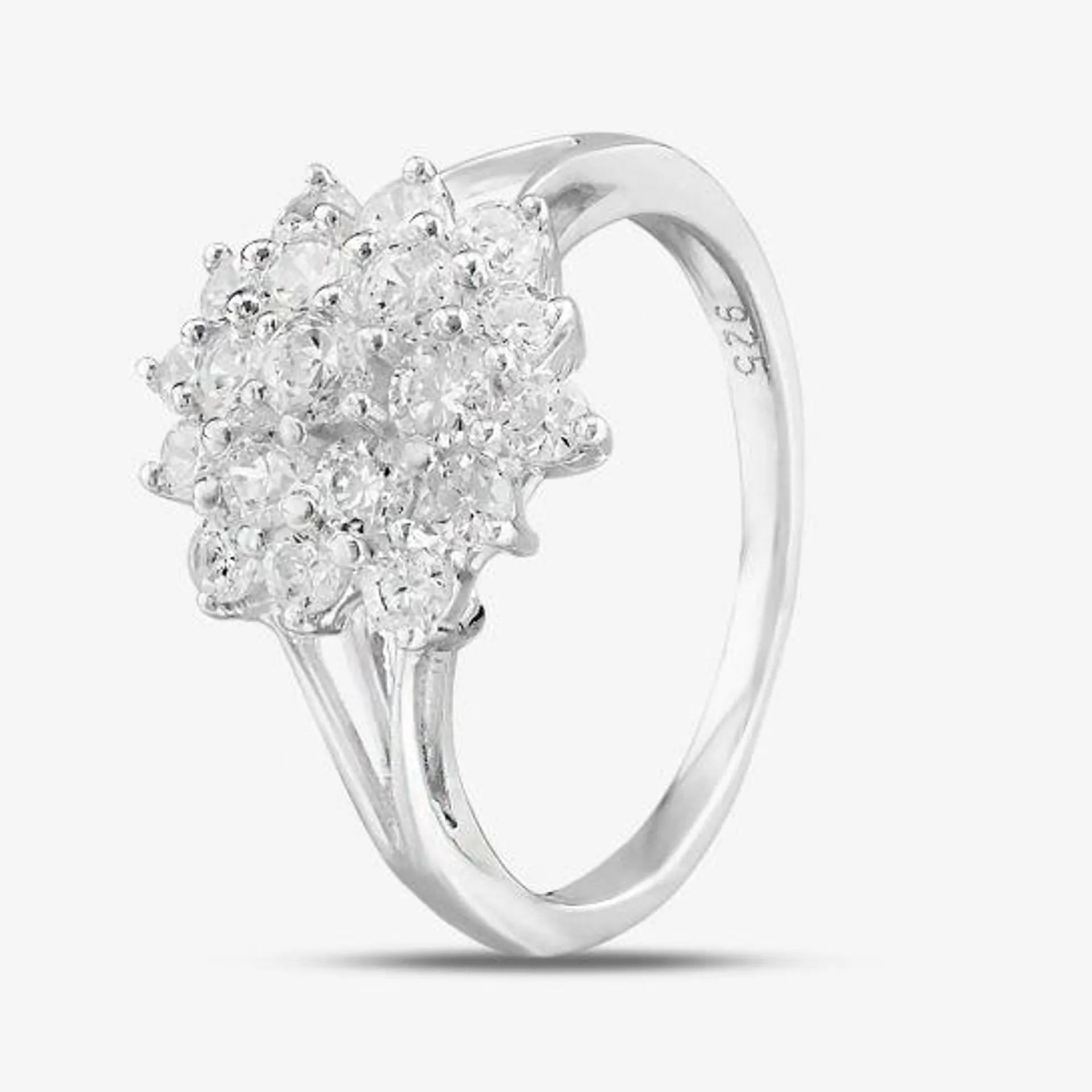Sterling Silver & Cubic Zirconia Flower Cluster Ring DPR3598SIL