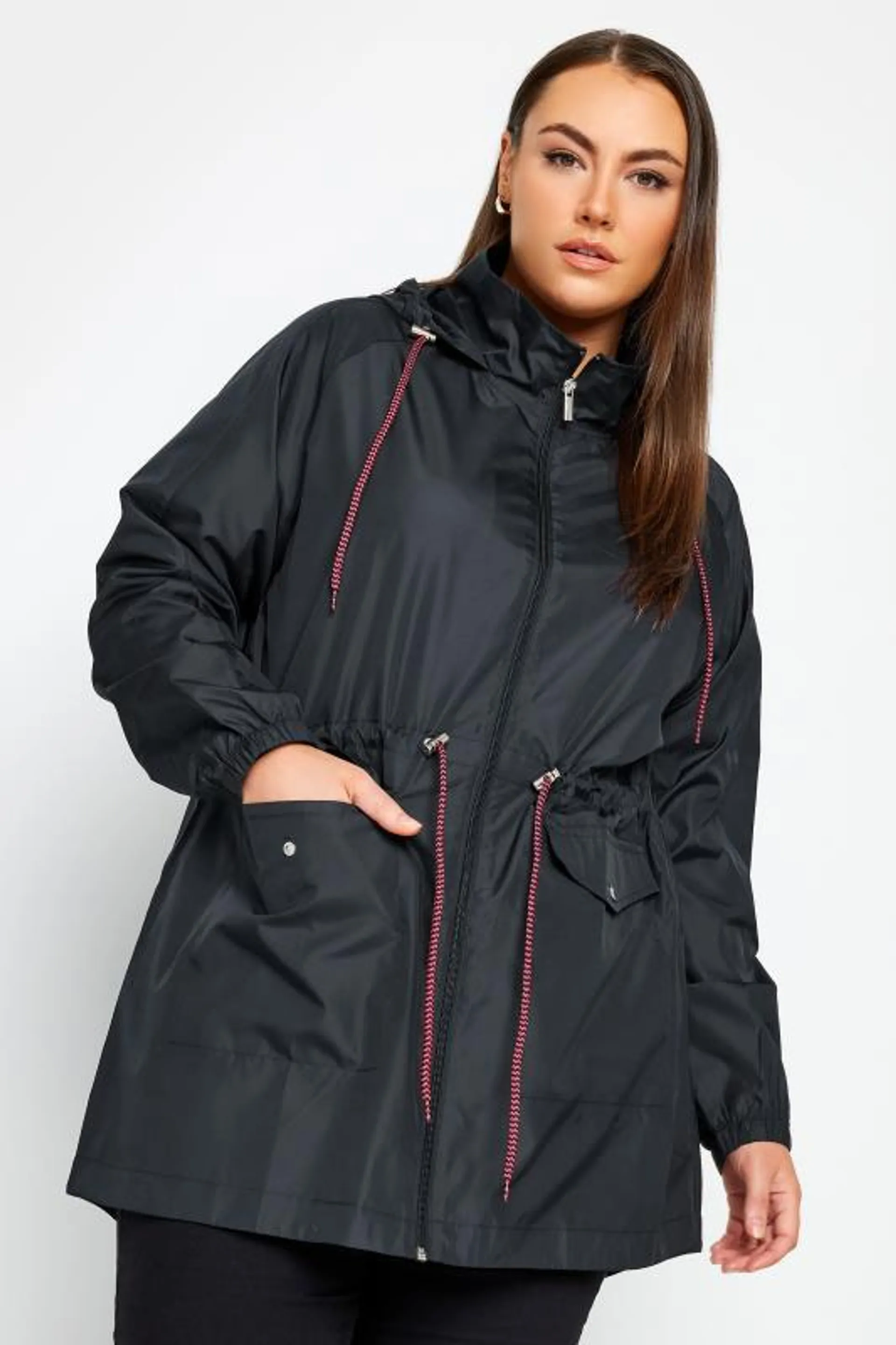 YOURS Curve Navy Blue Drawstring Lightweight Parka Jacket