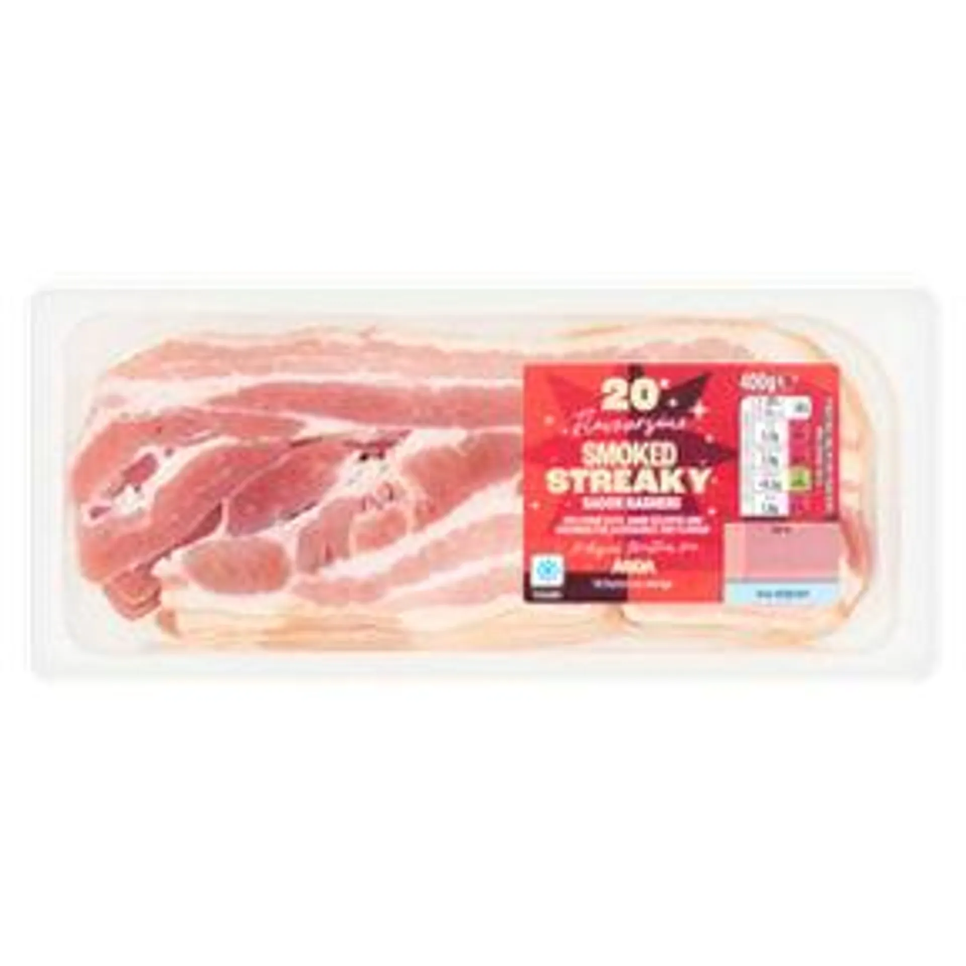 ASDA 20 Flavoursome Smoked Streaky Bacon Rashers 400g