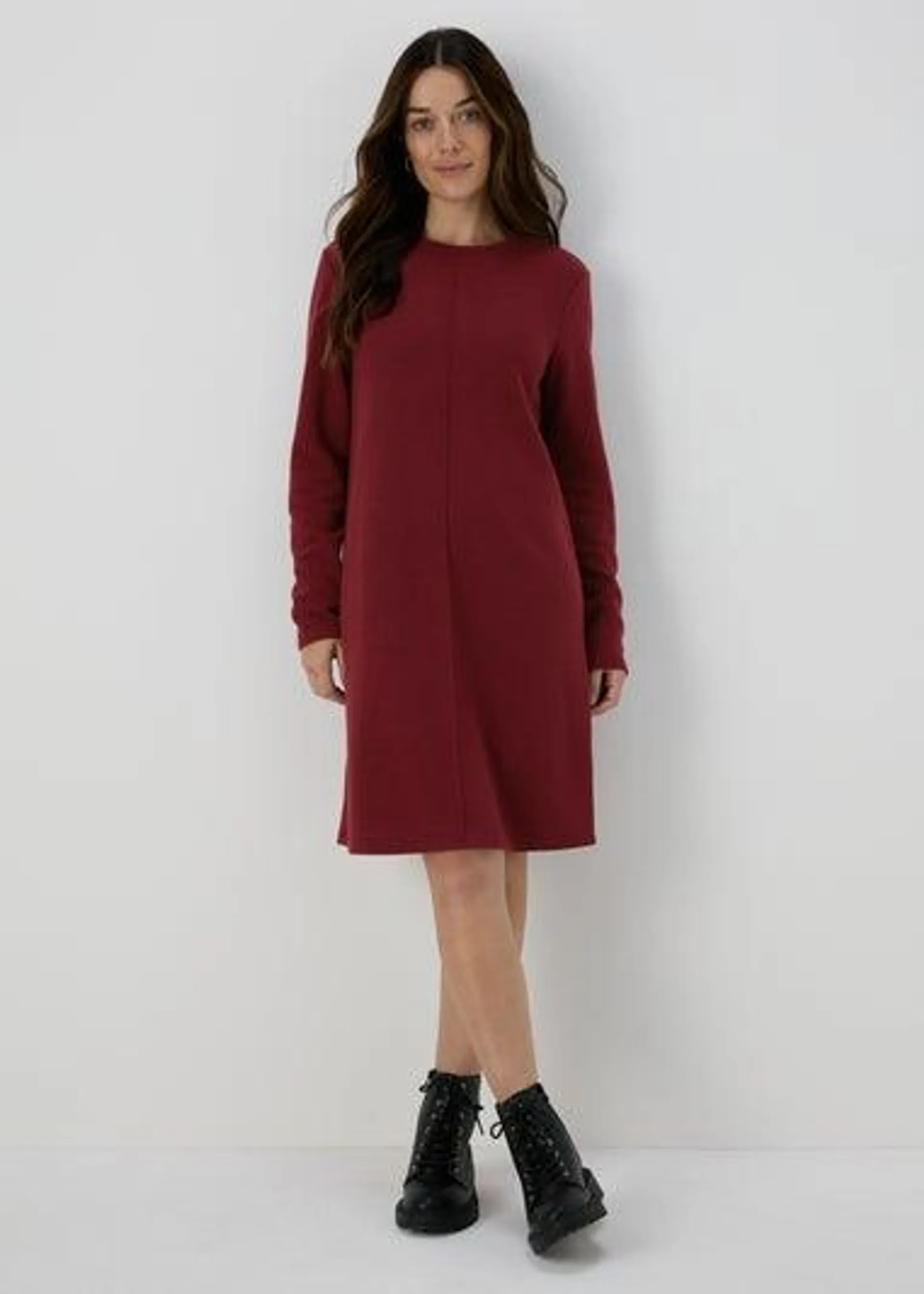 Burgundy Ribbed Midi Dress