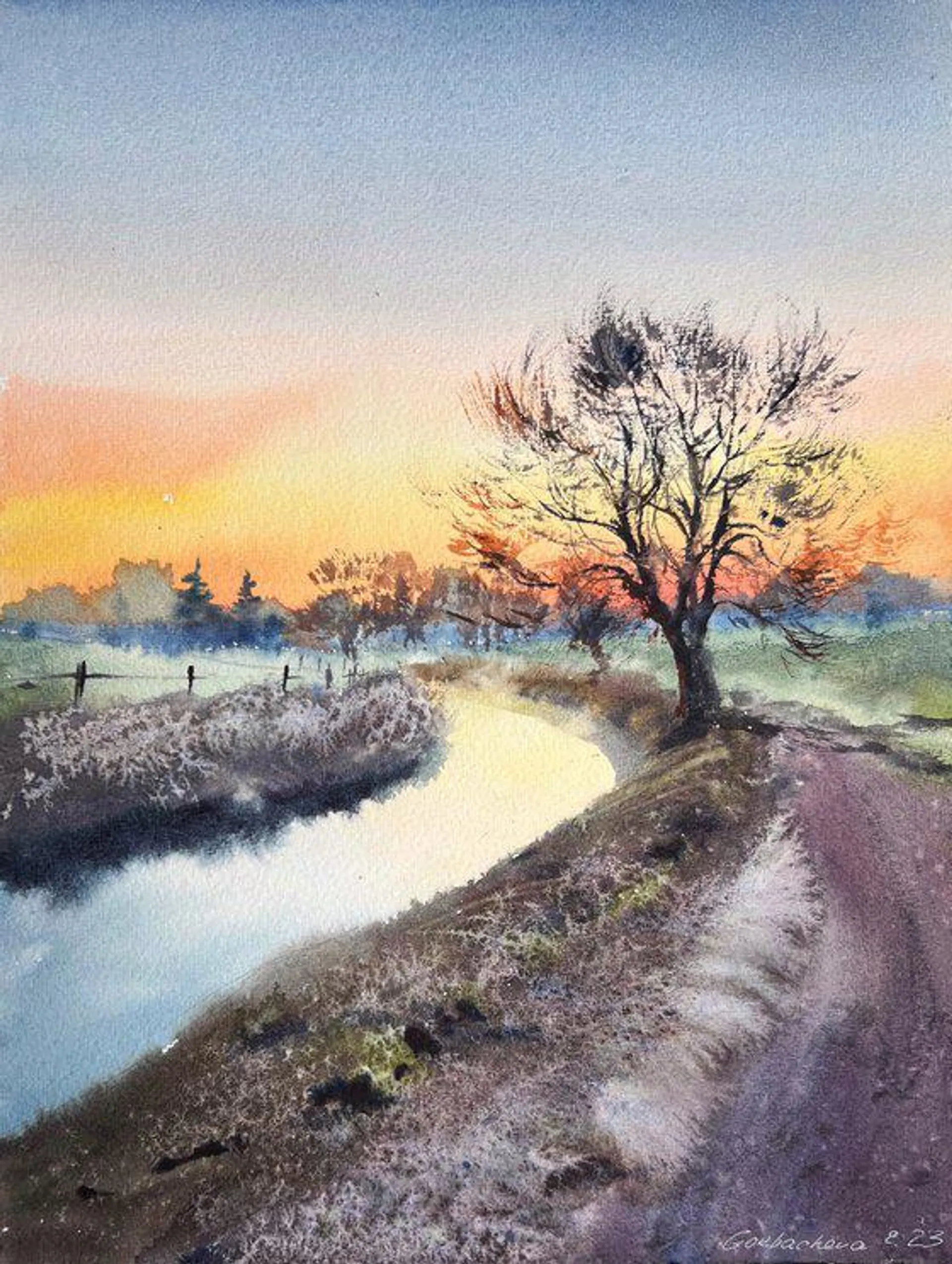 Tree by the river Sunset (2023)