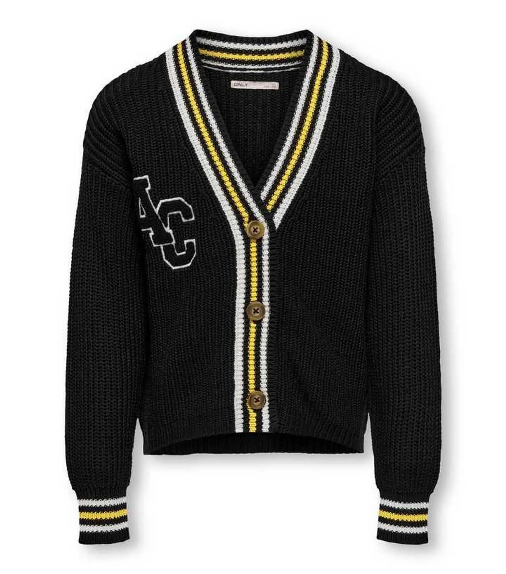 KIDS ONLY Black Knit Varsity Cardigan