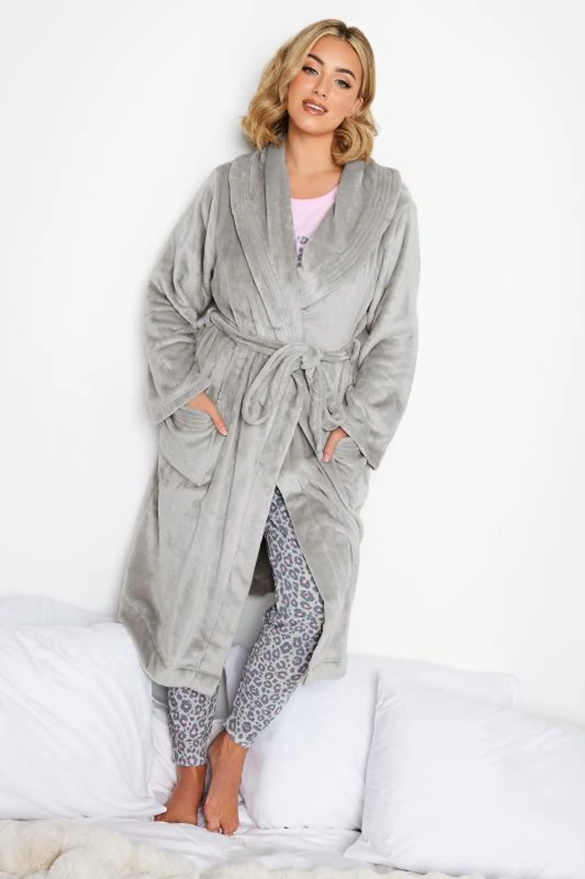 YOURS Curve Grey Essential Shawl Dressing Gown