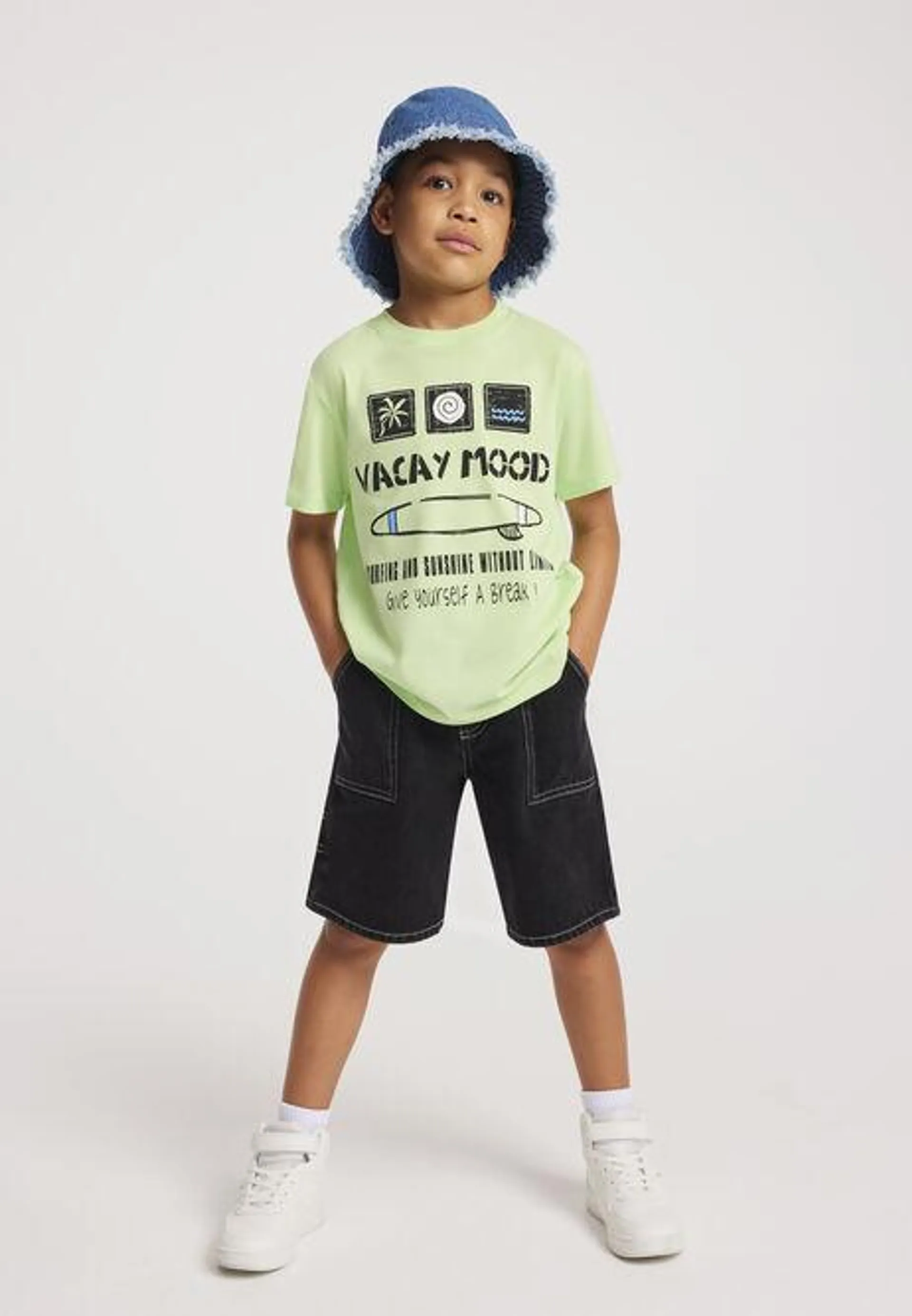 Younger Boys Green Surf Print T-shirt