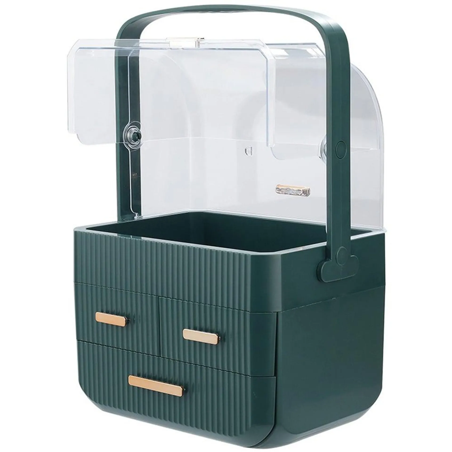 Living and Home 3 Drawer Green Desktop Cosmetic Storage Organizer