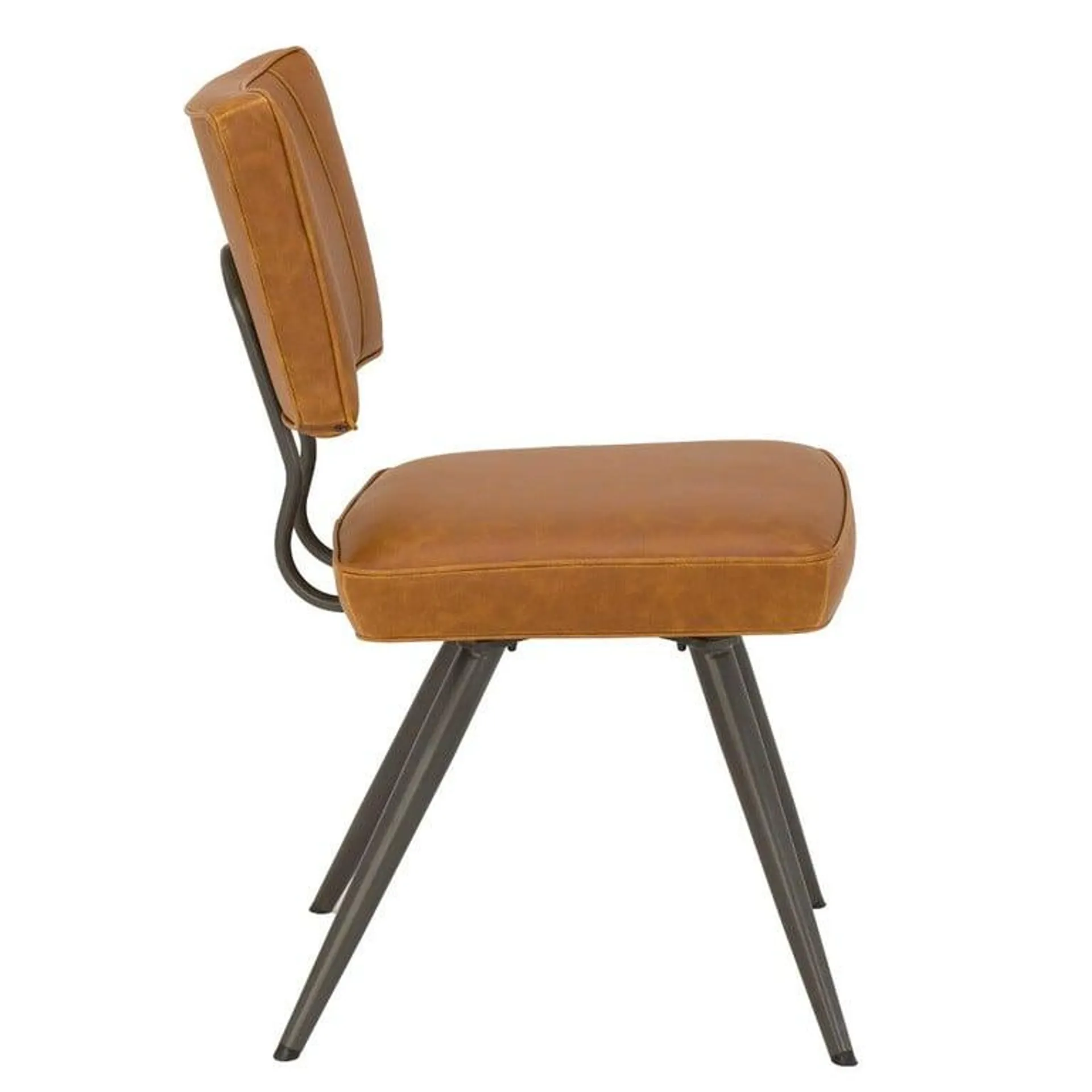 Brown Faux Leather Swivel Dining Chair