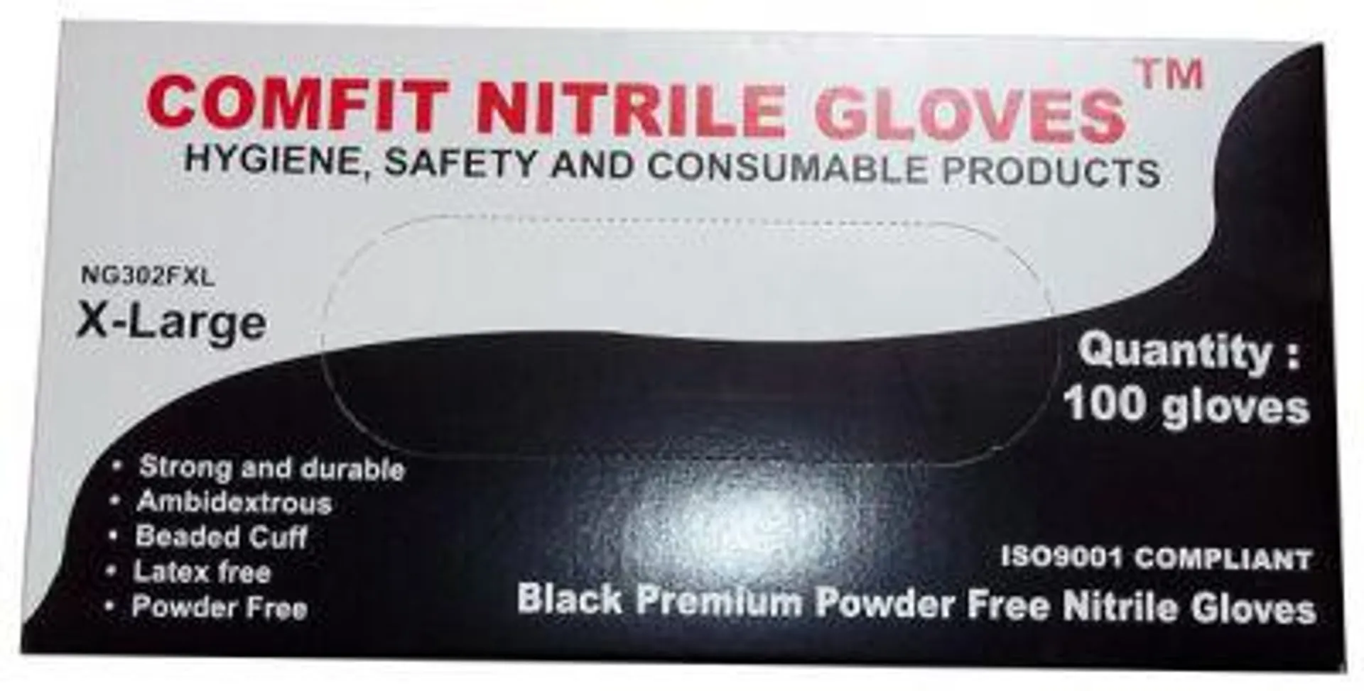 saville nitrile powder free gloves-100 black extra large