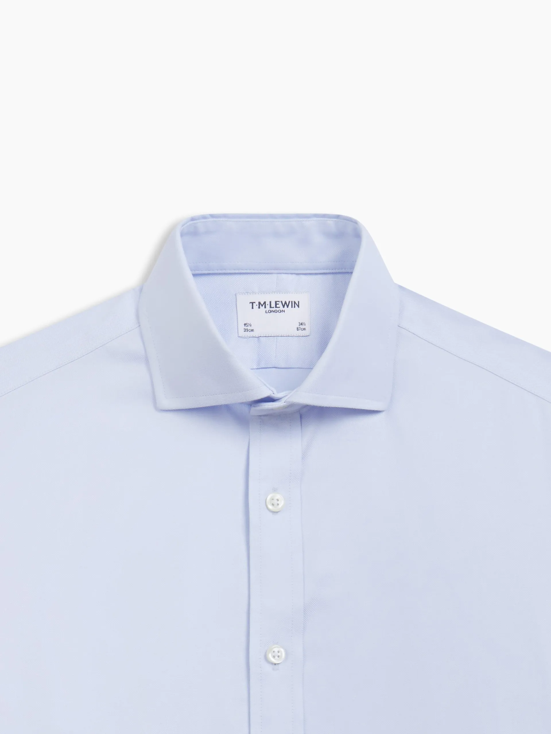 Non-Iron Sky Blue Plain Oxford Fitted Single Cuff Classic Collar Shirt