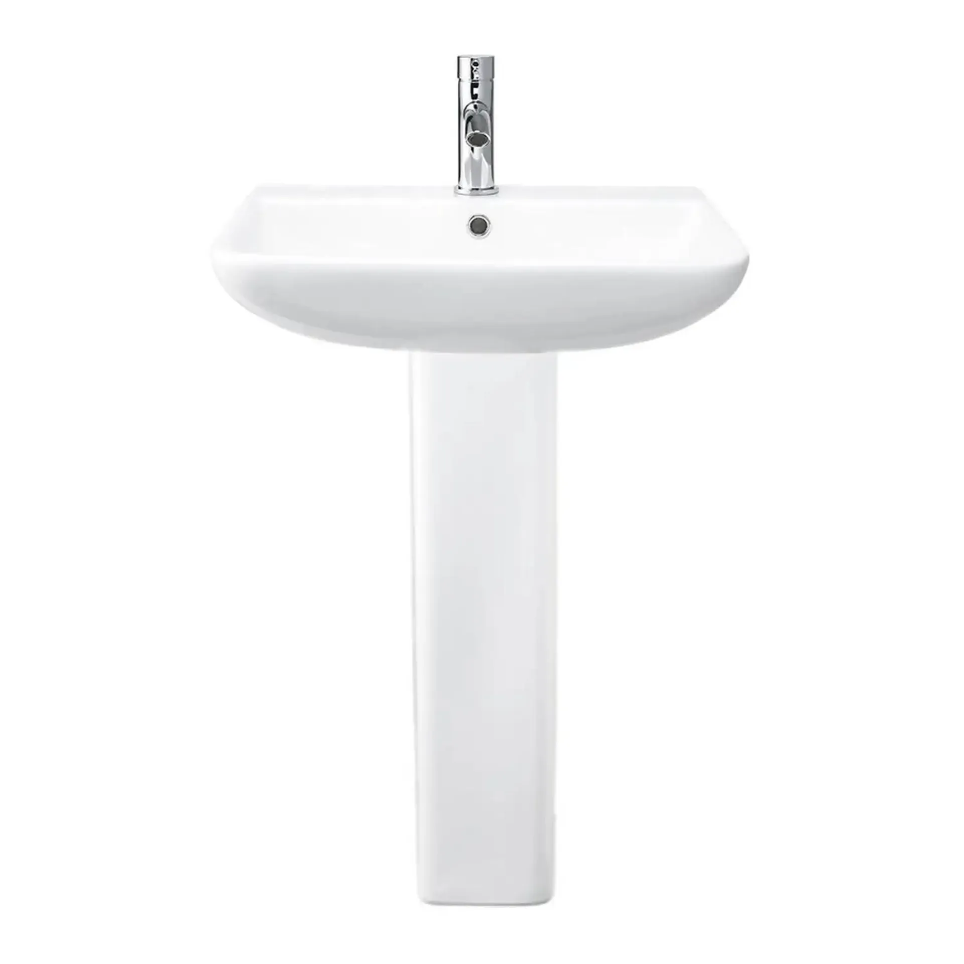Scene 550mm White Pedestal Basin with 1 Tap Hole