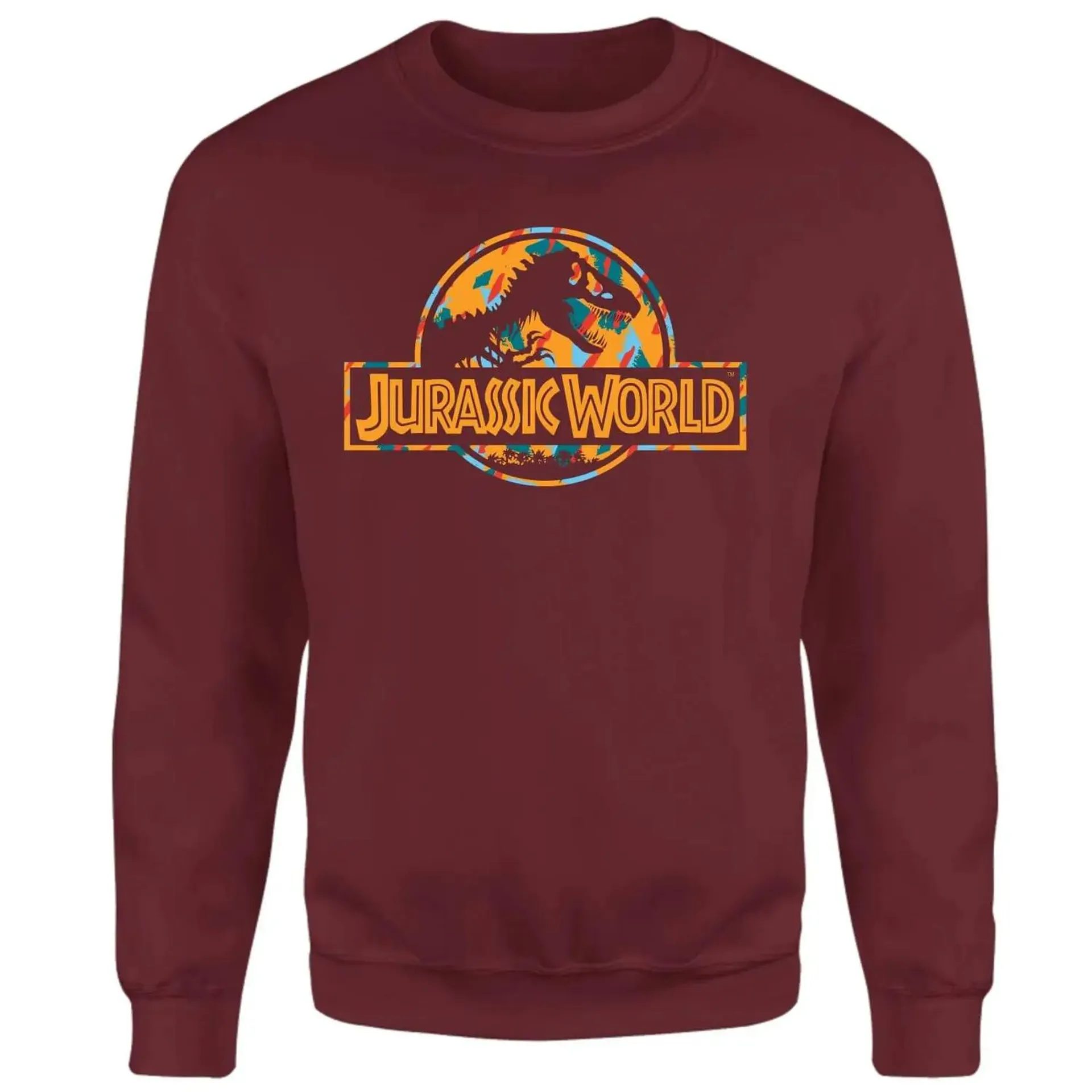 Jurassic Park Logo Tropical Sweatshirt - Burgundy