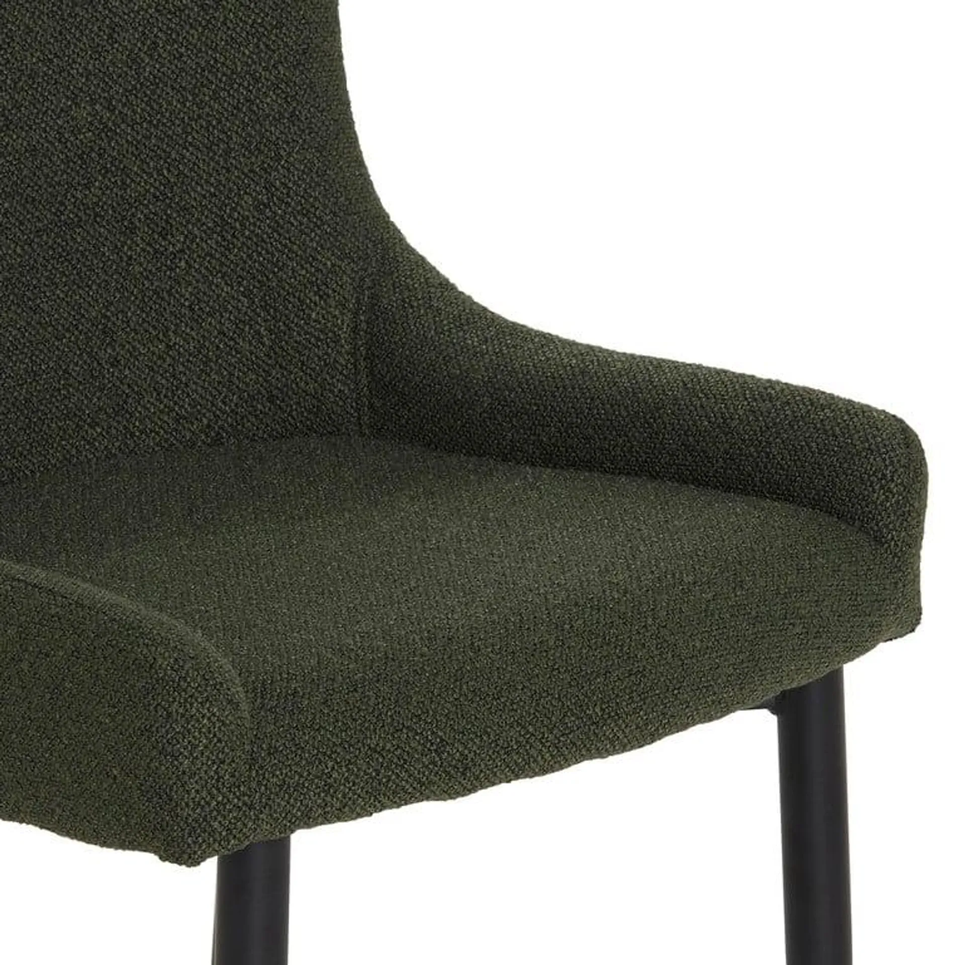 Green Boucle Dining Chair