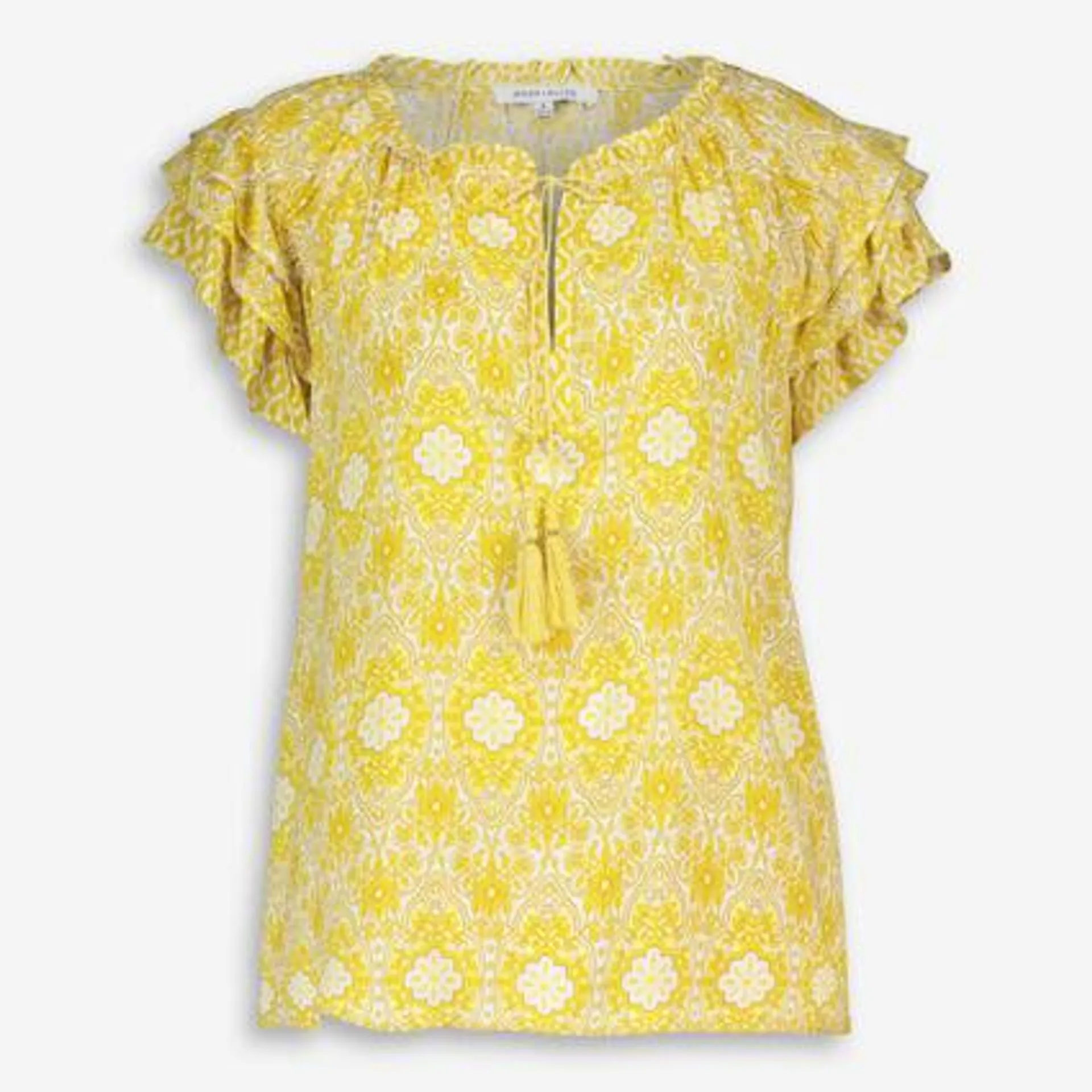 Goldfinch Yellow Patterned Short Sleeve Top