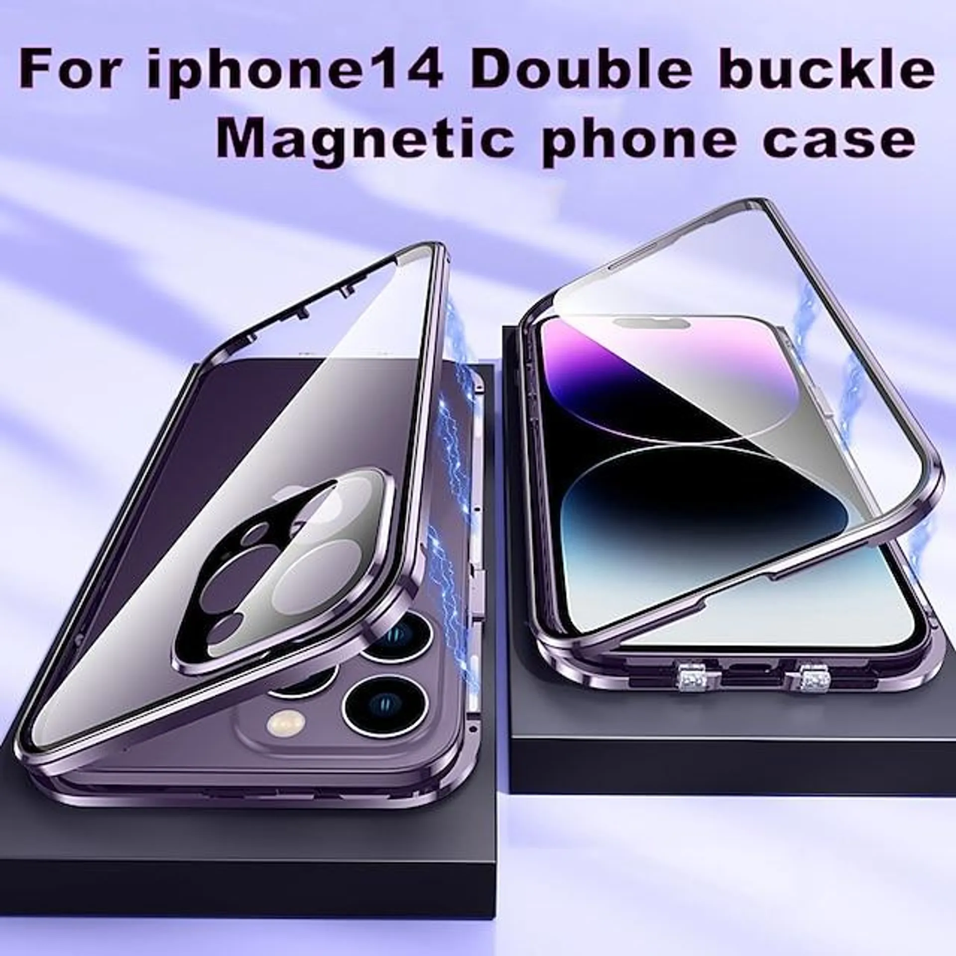 Phone Case For iPhone 15 Pro Max Plus iPhone 14 13 Pro Max Plus Magnetic Adsorption Camera Lens Protector Double Sided Glass Solid Colored Tempered Glass