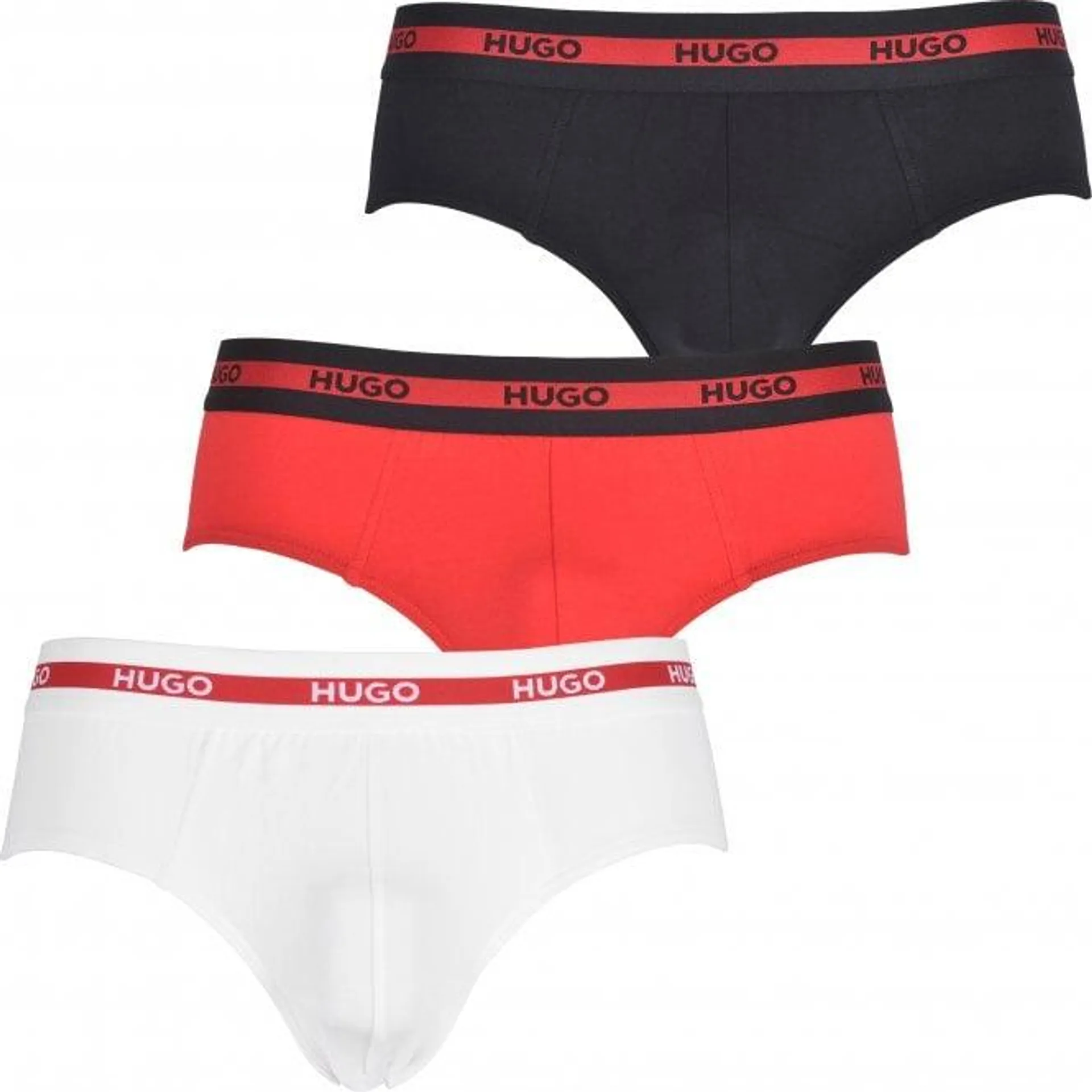 3-Pack Organic Cotton Red Stripe Briefs, Black/White/Red