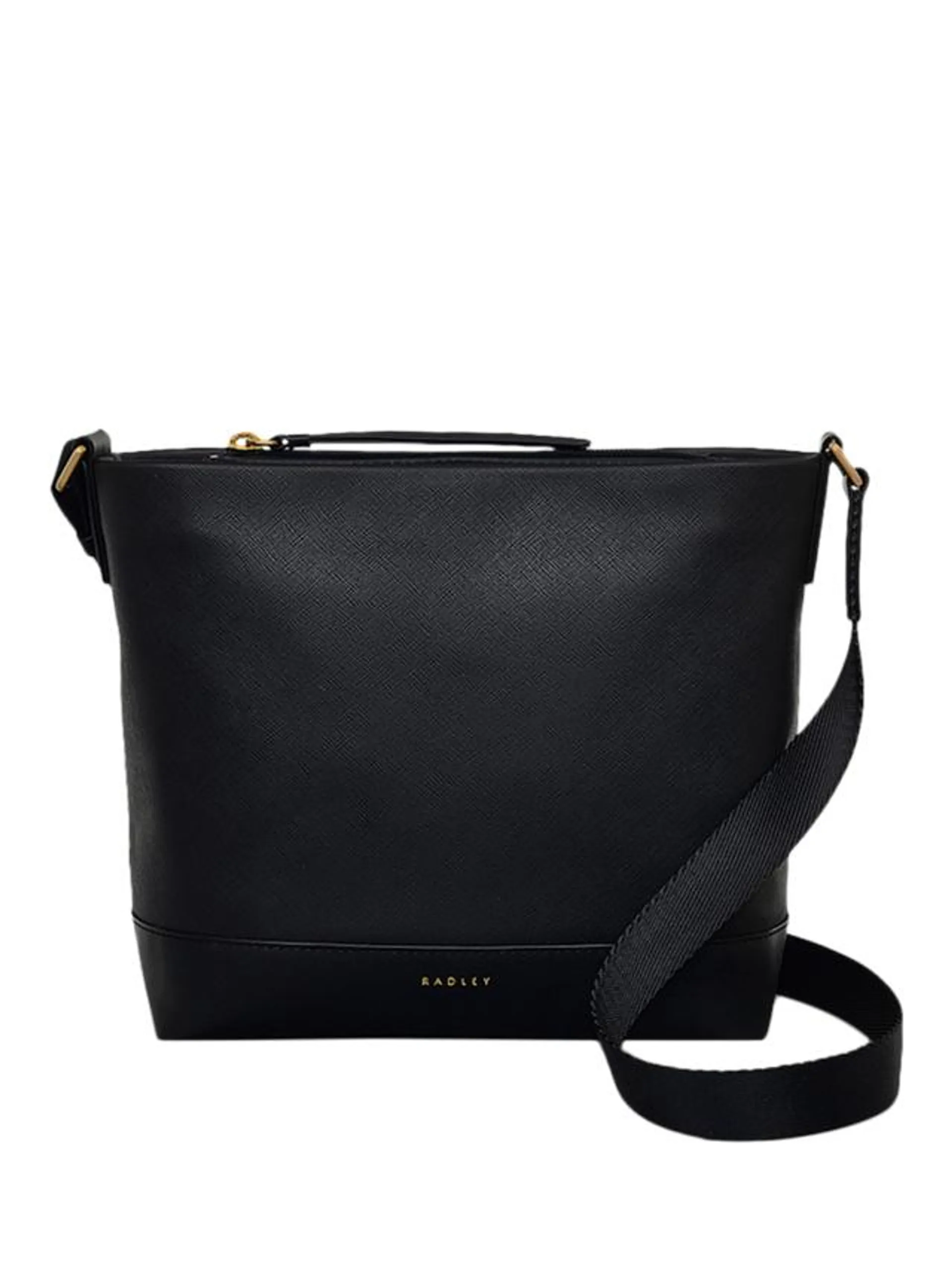 Suffolk Road Leather Medium Zip-Top Crossbody Bag, Black