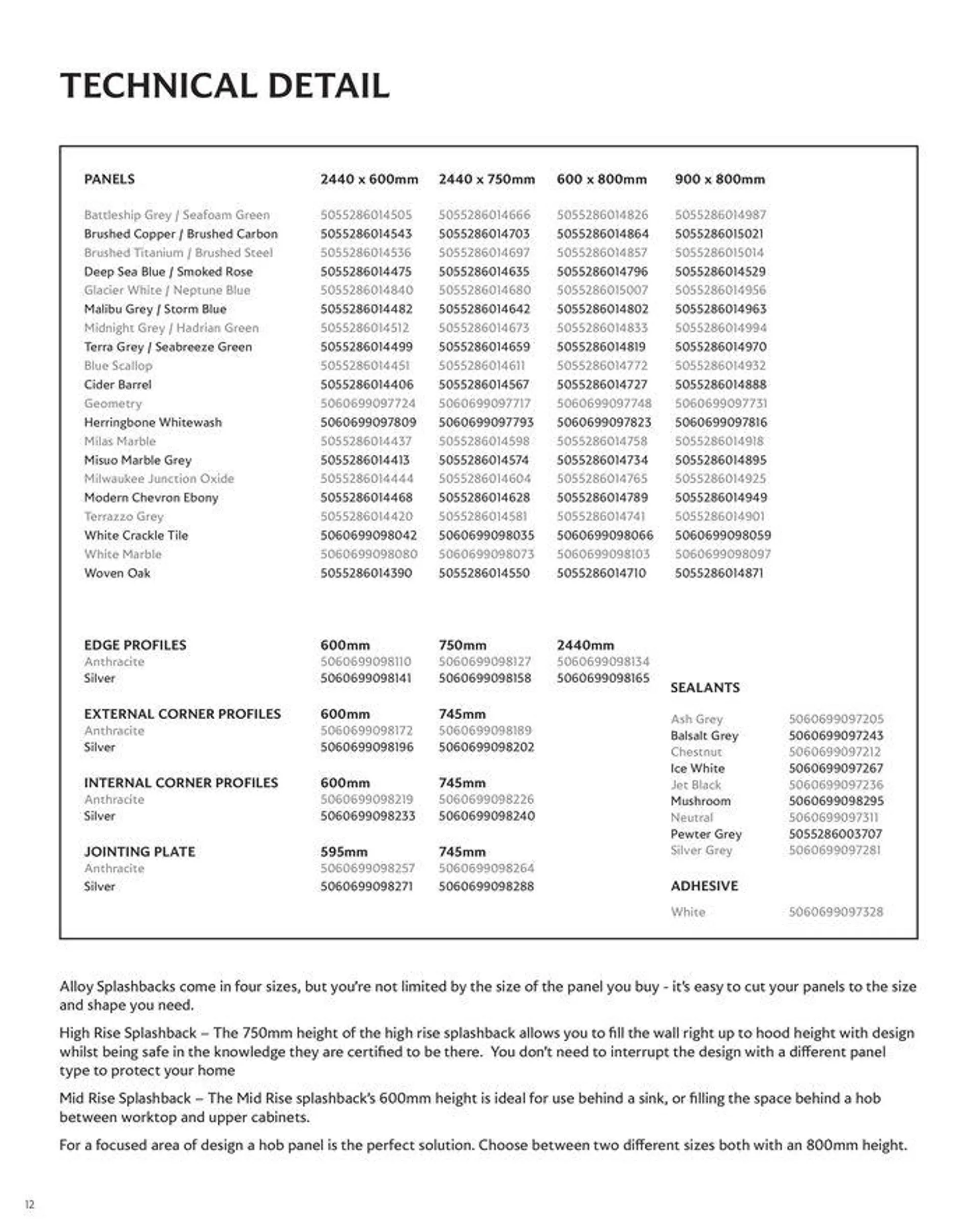 Splashwall 2024/2025 Collection from 15 July to 31 January 2025 - Catalogue Page 12