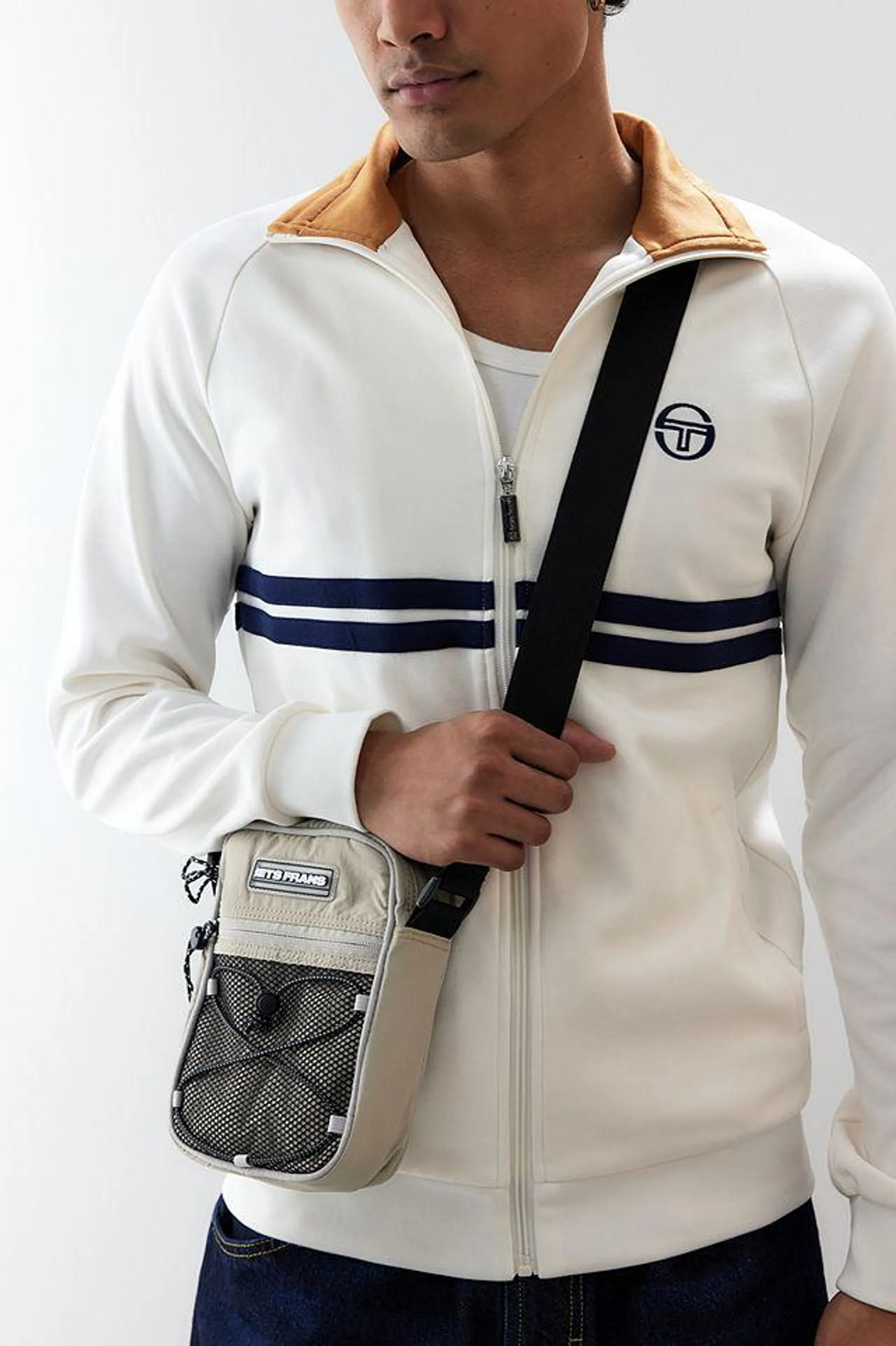 iets frans... Bungee Cord Taupe Crossbody Bag