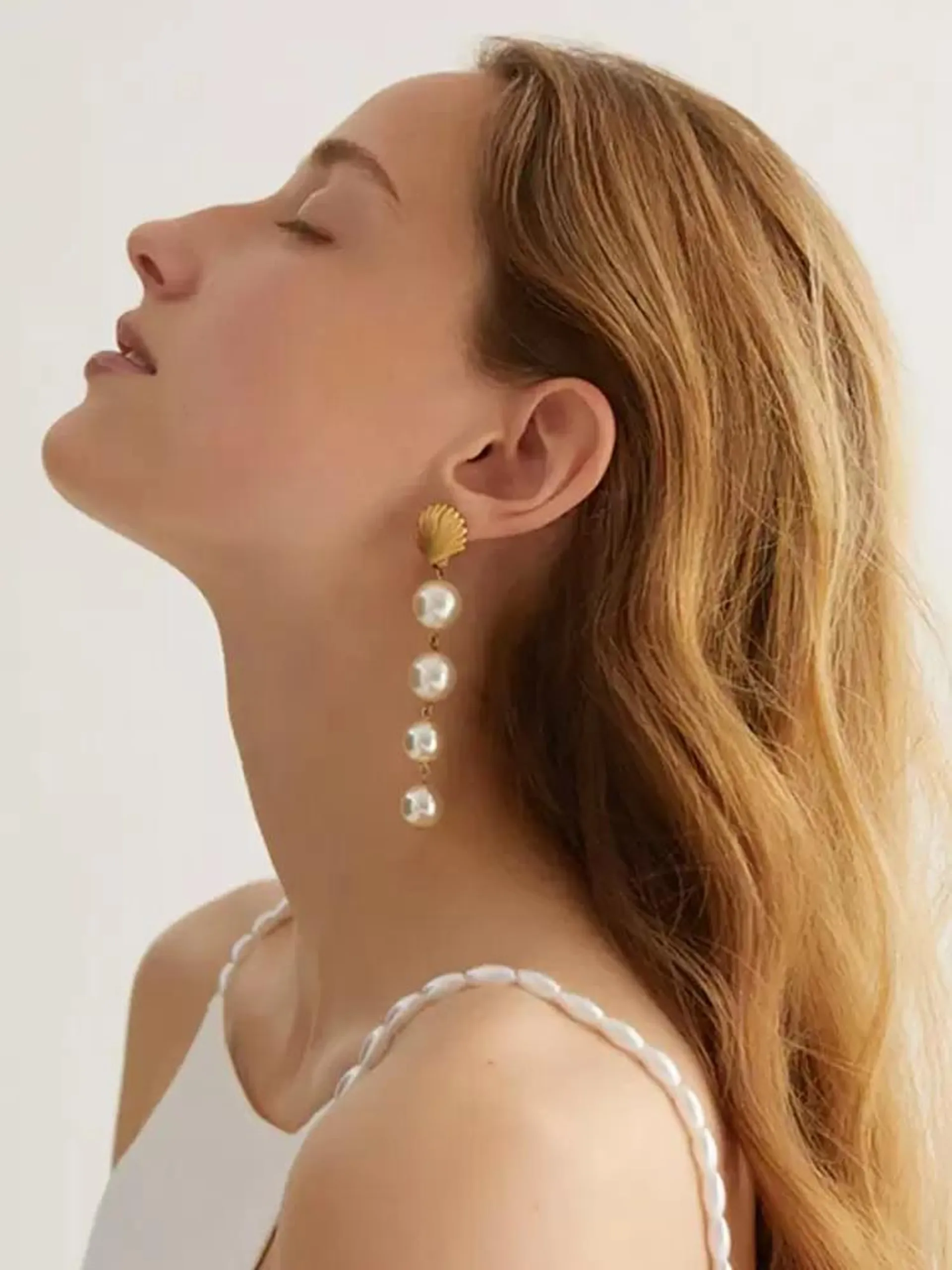 Earrings Shell Pearl Stylish Delicate Earrings