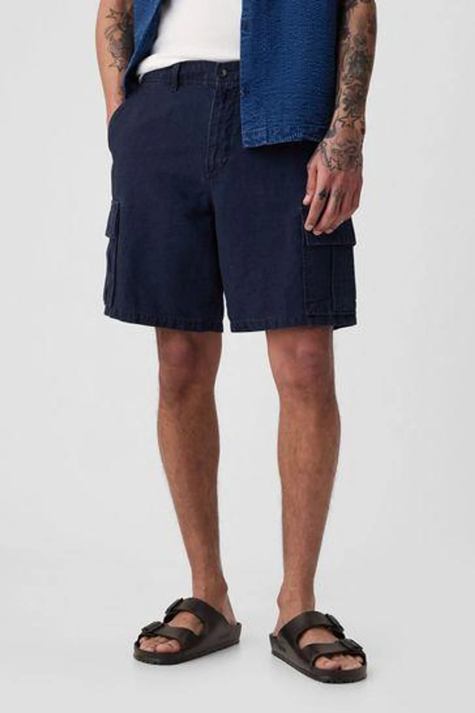 Linen Cotton Cargo Shorts