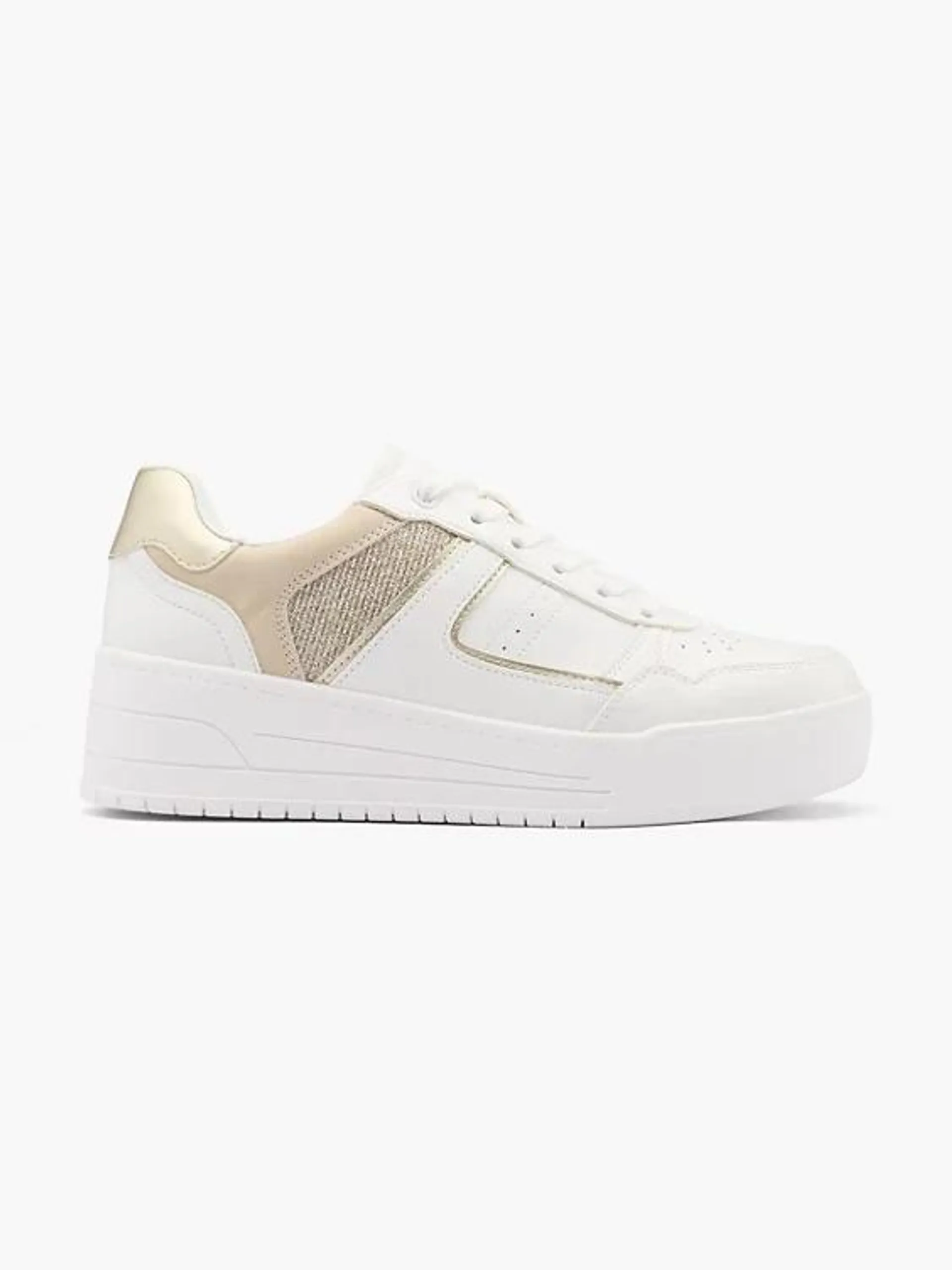 Women's White/Gold Court Trainer