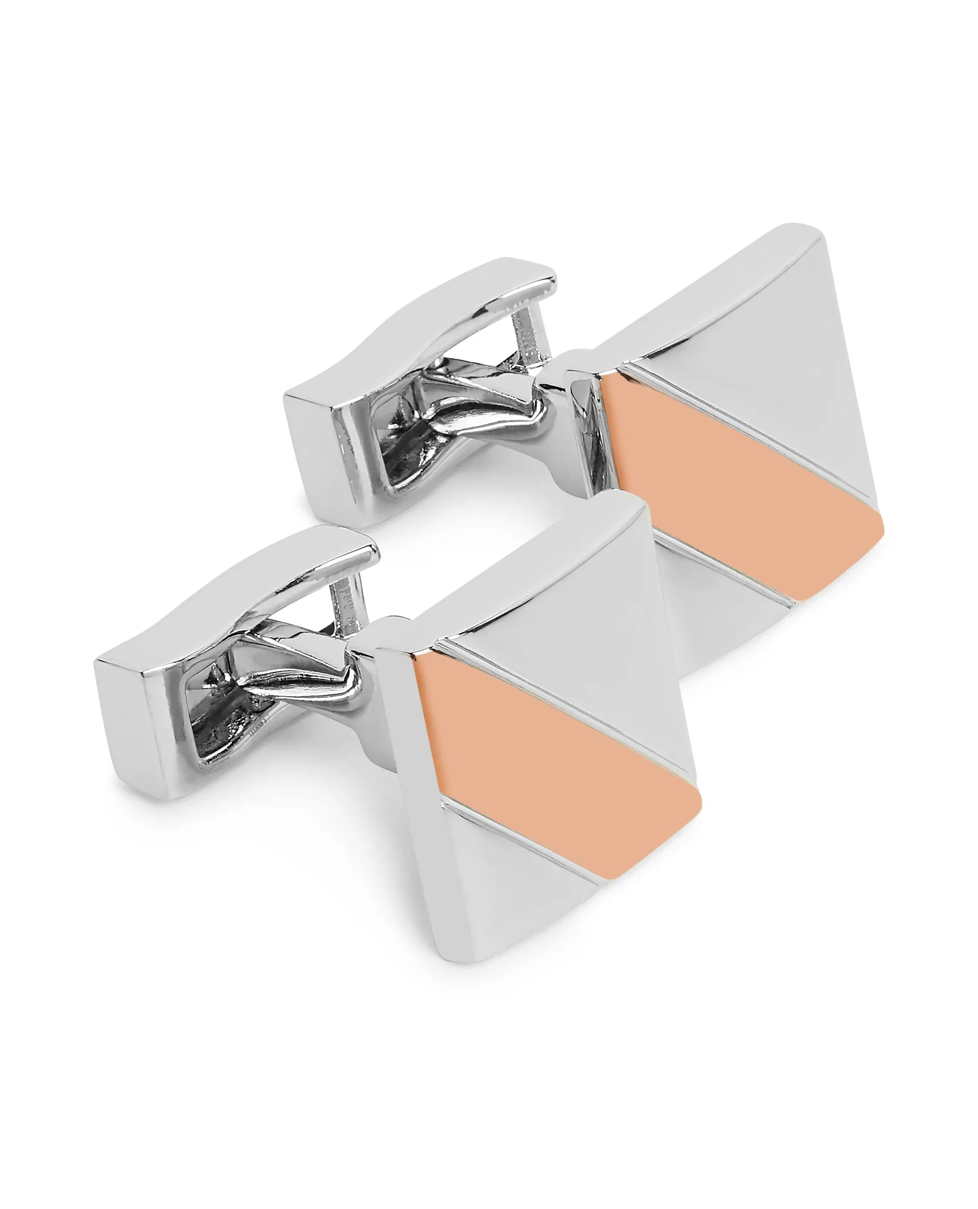Silver and Rose Gold Square Cufflinks