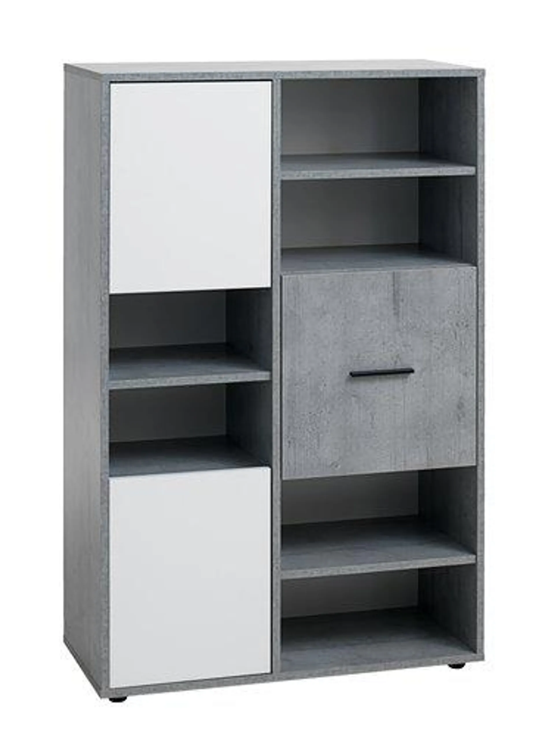 Bookcase BILLUND 3 doors white/concrete