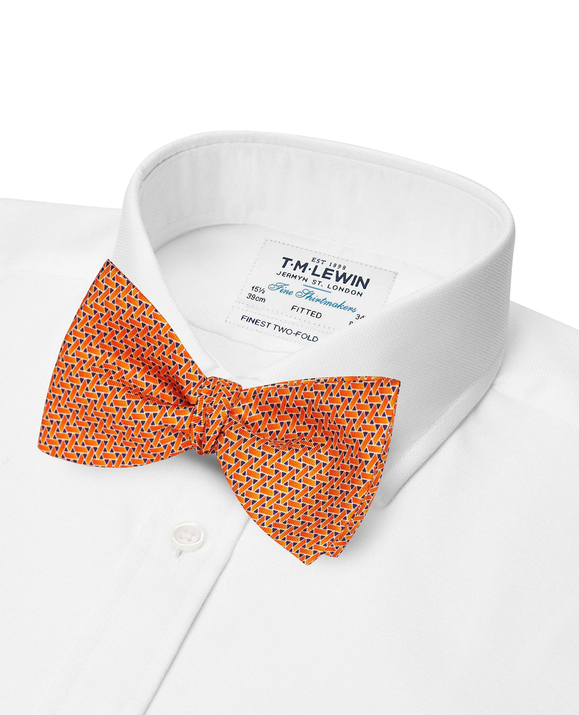 Orange Basket Weave Print Self Tie Bow Tie