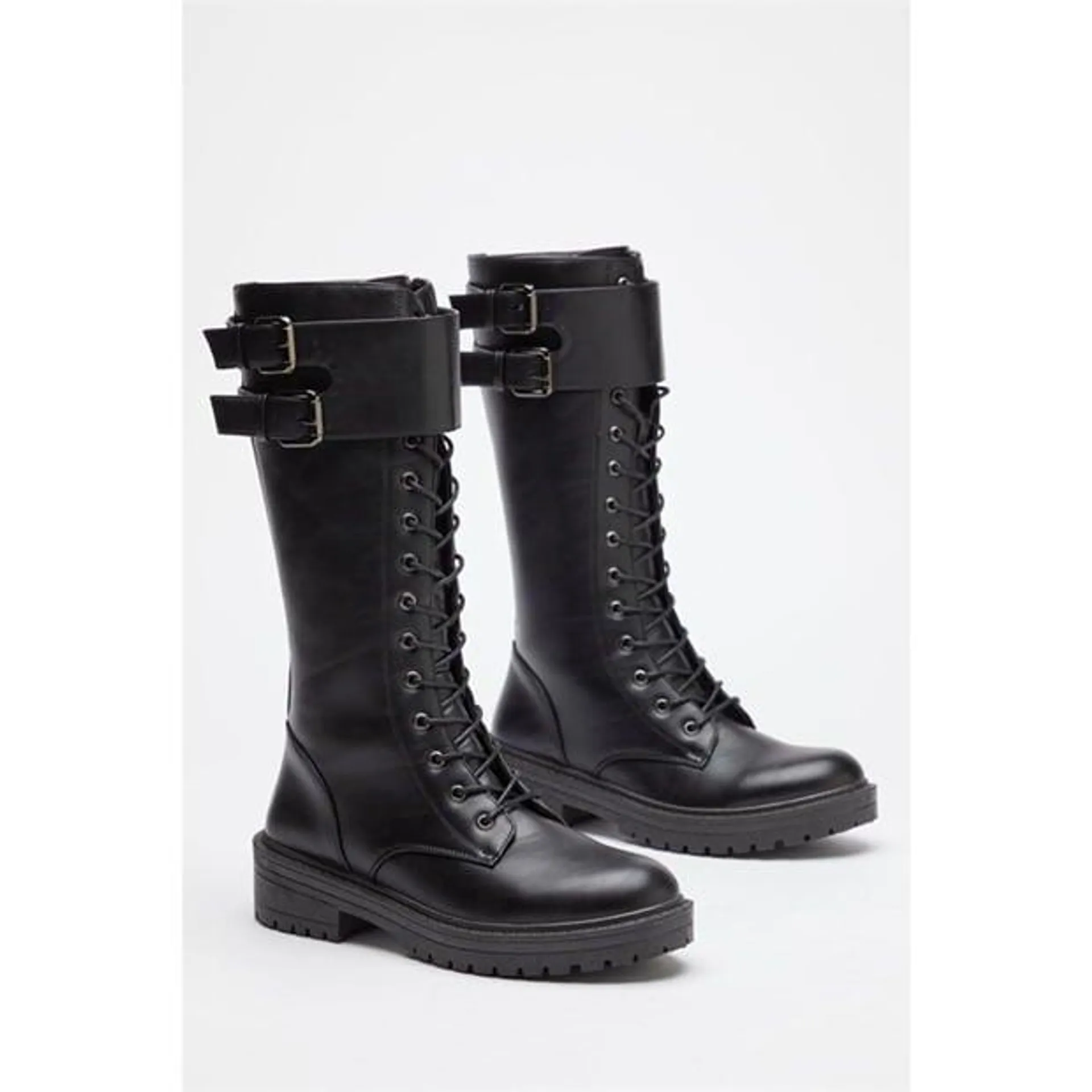 Tall Lace Up Biker Boot