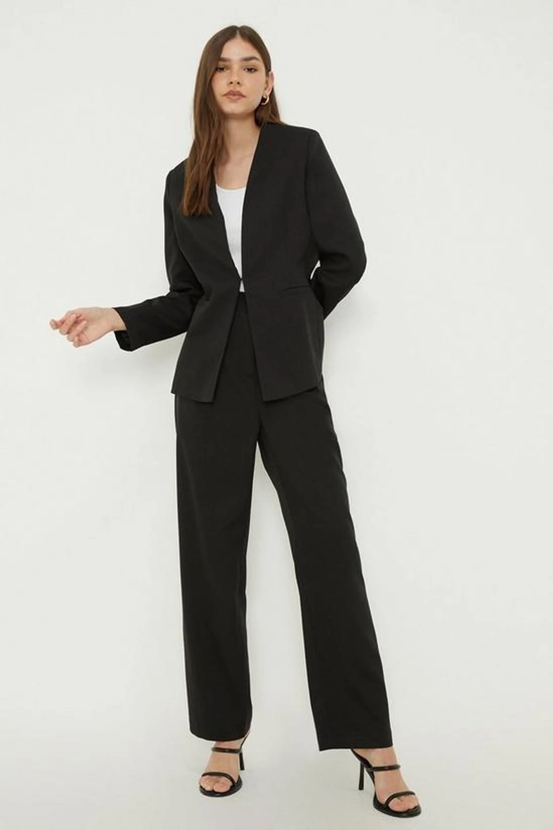 High Waist Pleat Detail Wide Leg Trouser