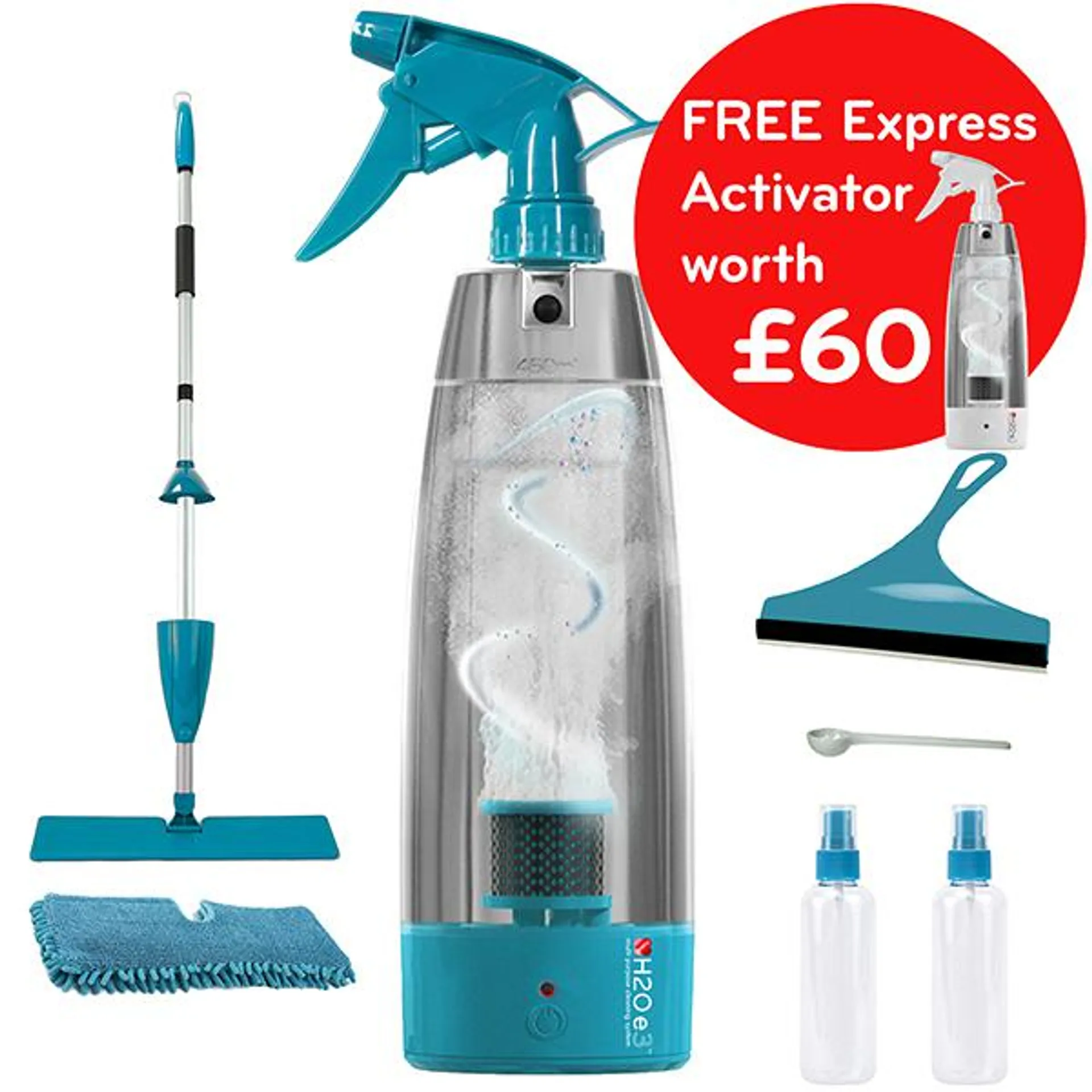 H2O e3 Multi-Purpose Total Home Cleaning System includes Mop plus FREE Express Activator