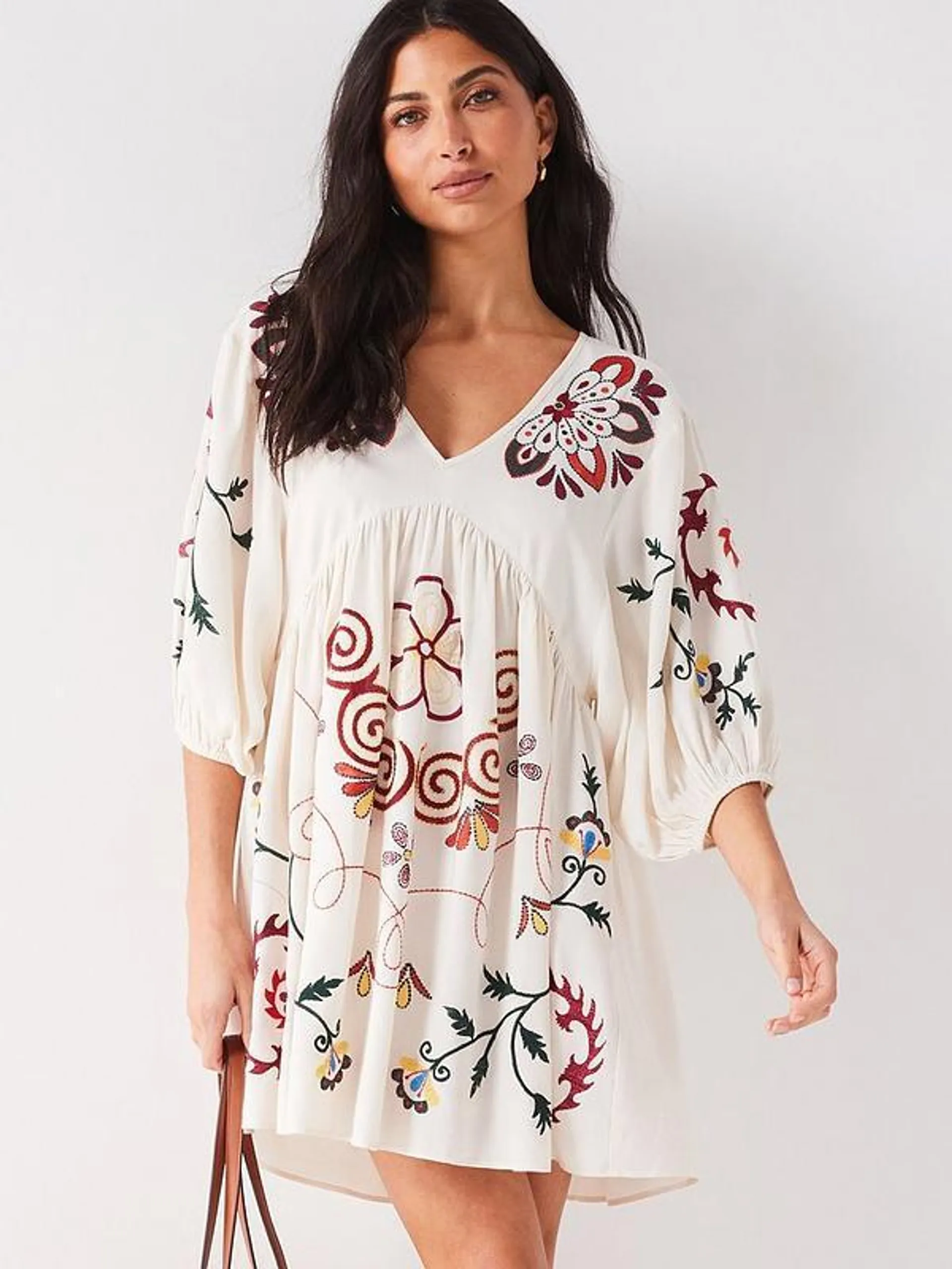 All Over Embroidered Beach Dress