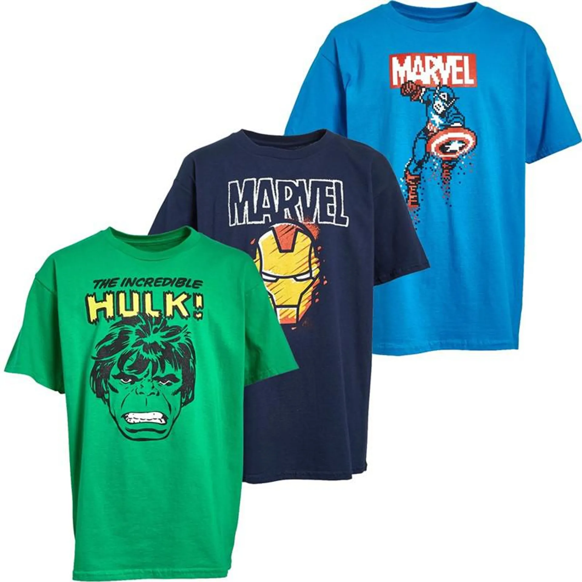 Marvel Boys Ironman, Hulk And Captain America Three Pack T-shirt Navy/​Colbalt/​Green