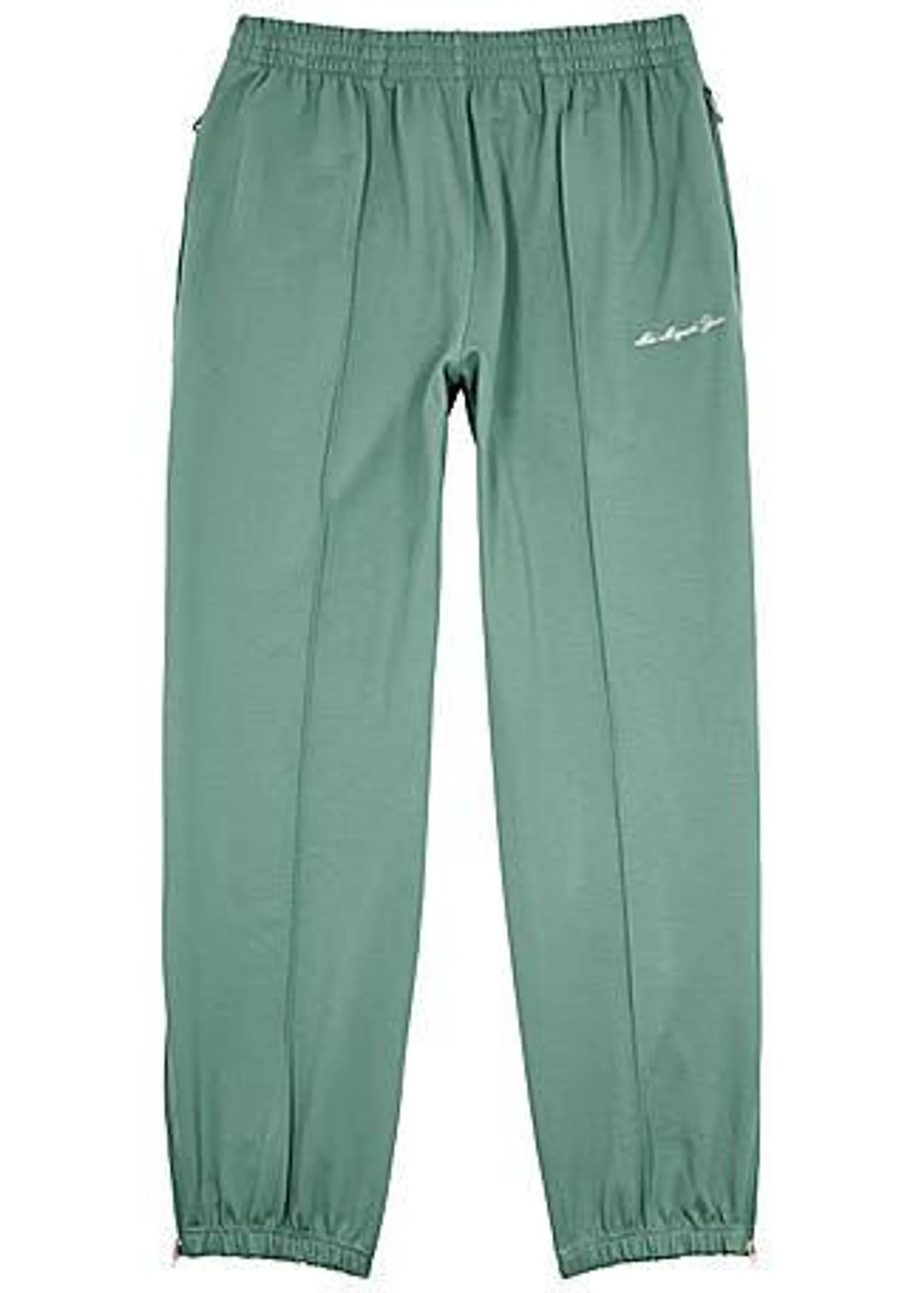 Poly green stretch-jersey track pants