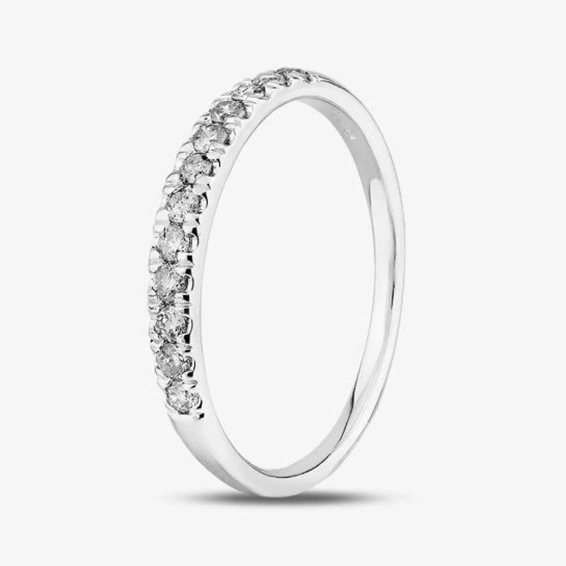 9ct White Gold 0.25ct Diamond Pave Set Half Eternity Ring