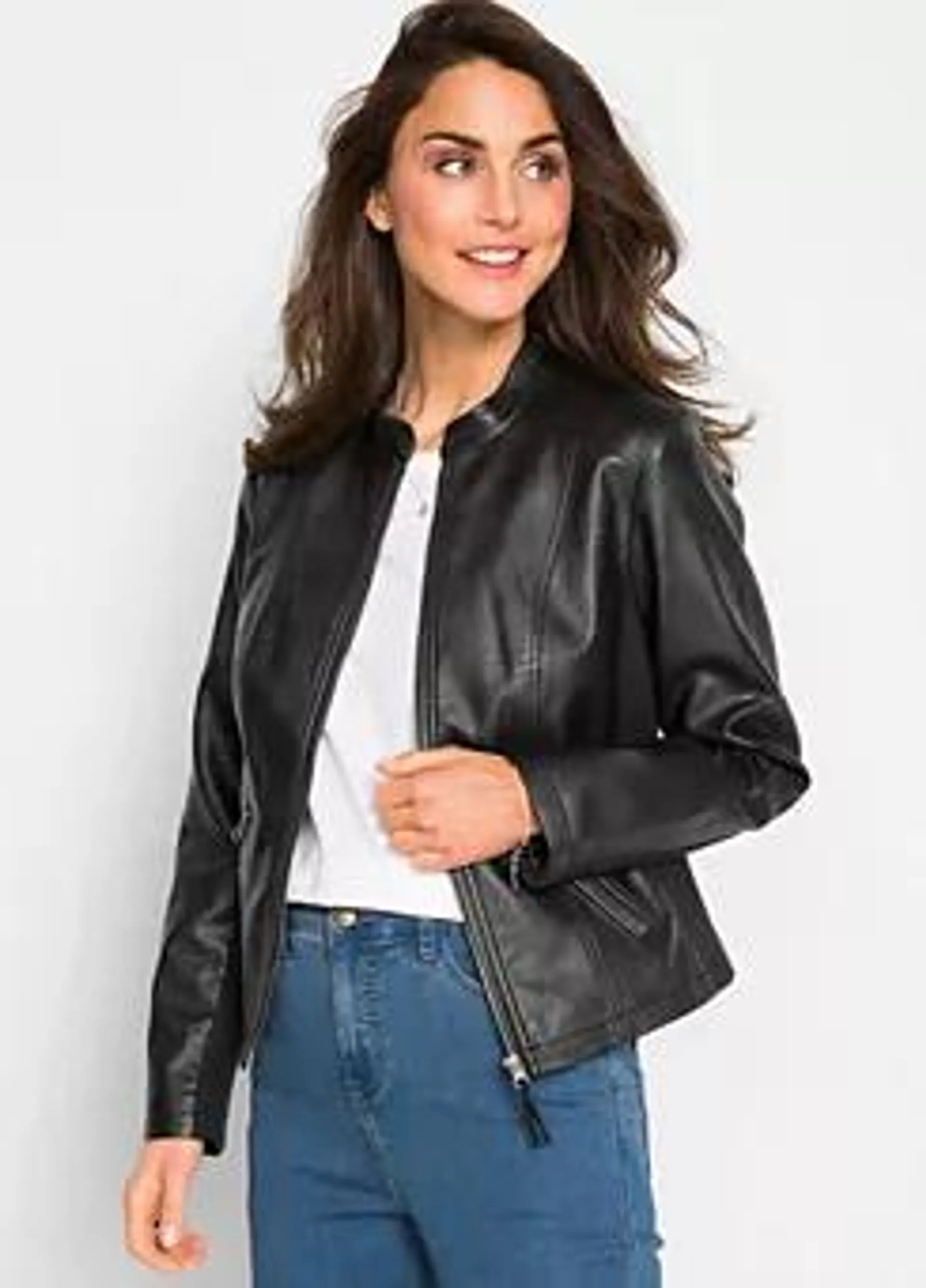 Cropped Faux Leather Jacket