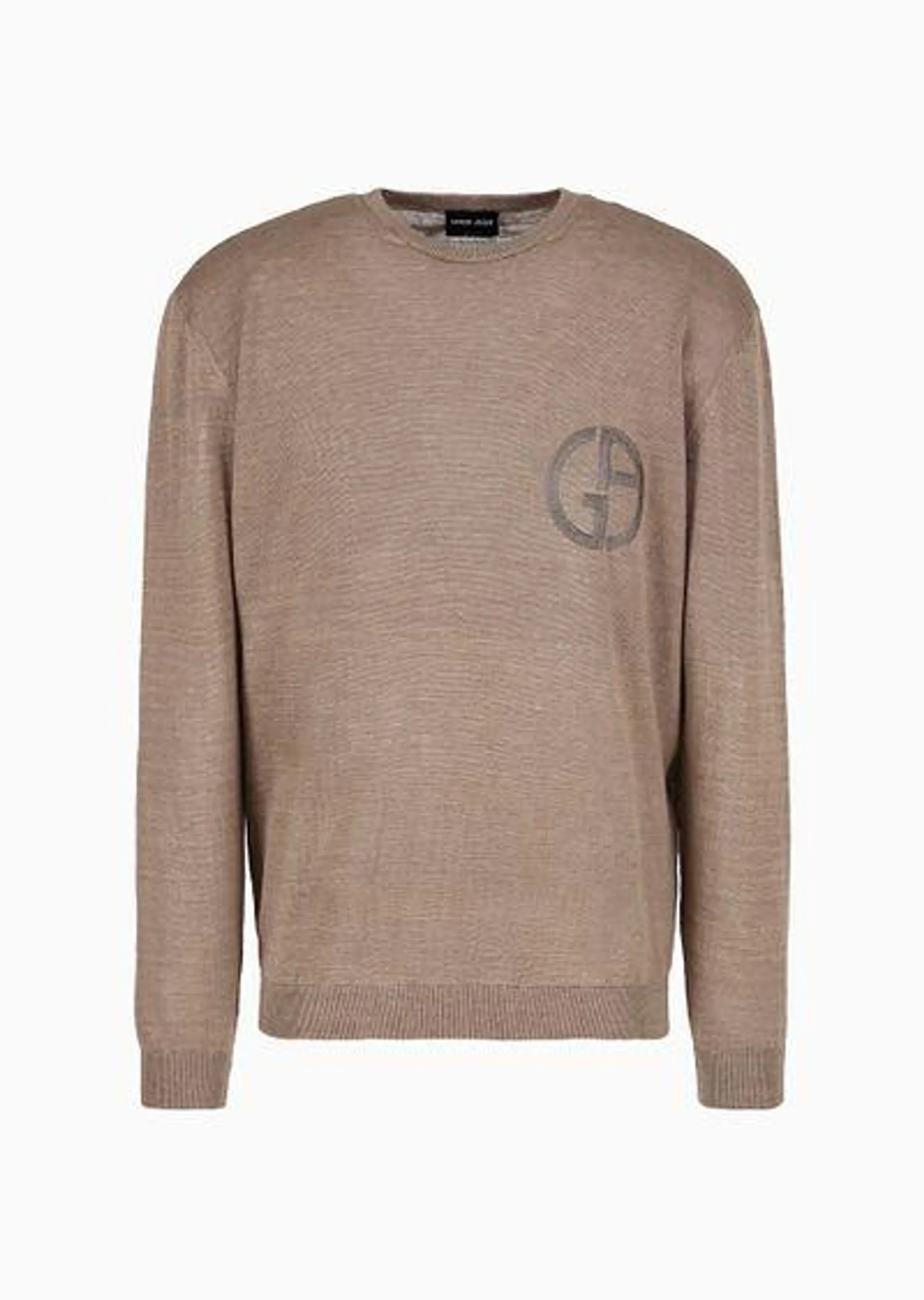 Crew-neck jumper in linen and silk