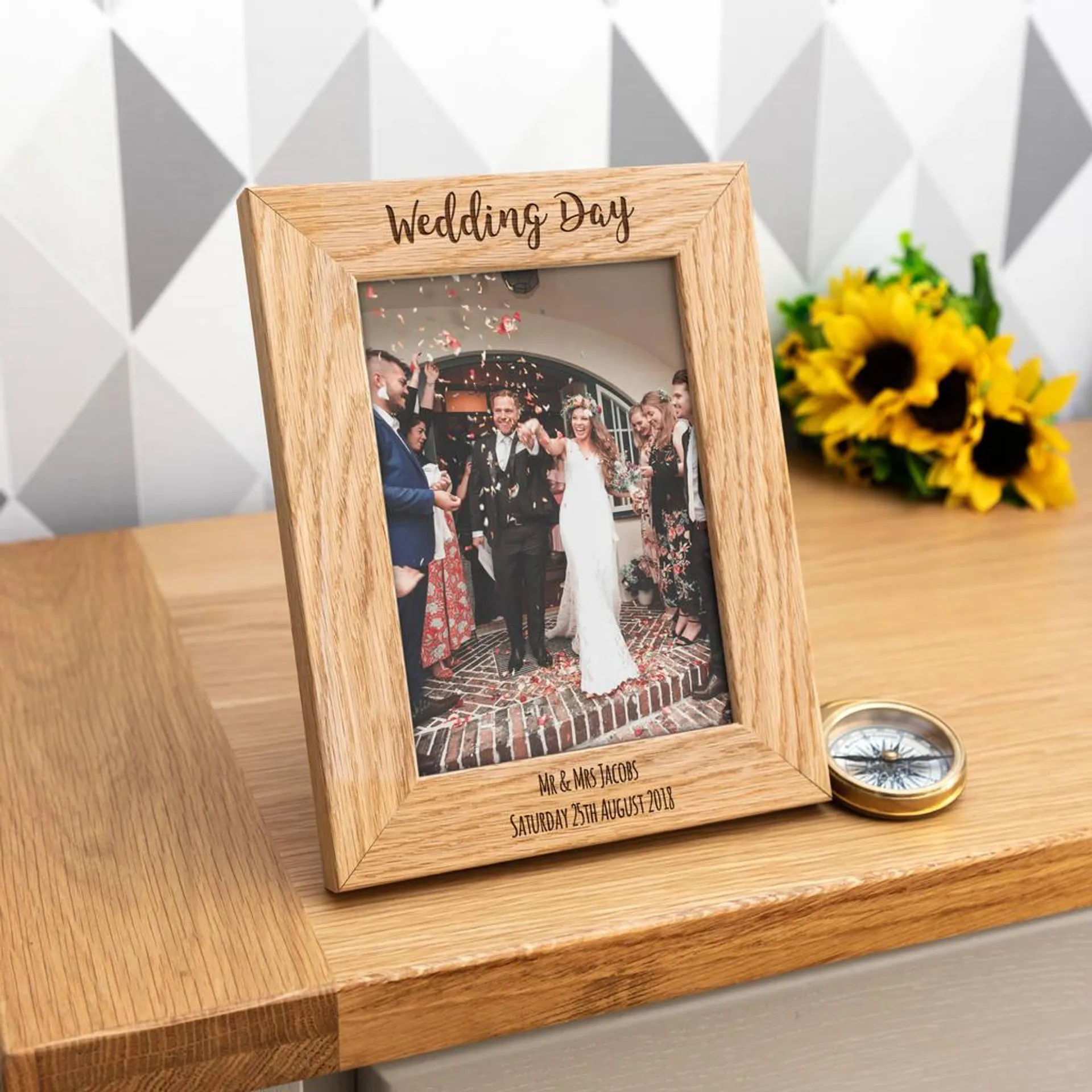 Personalised Wedding Day Oak Photo Frame Gift