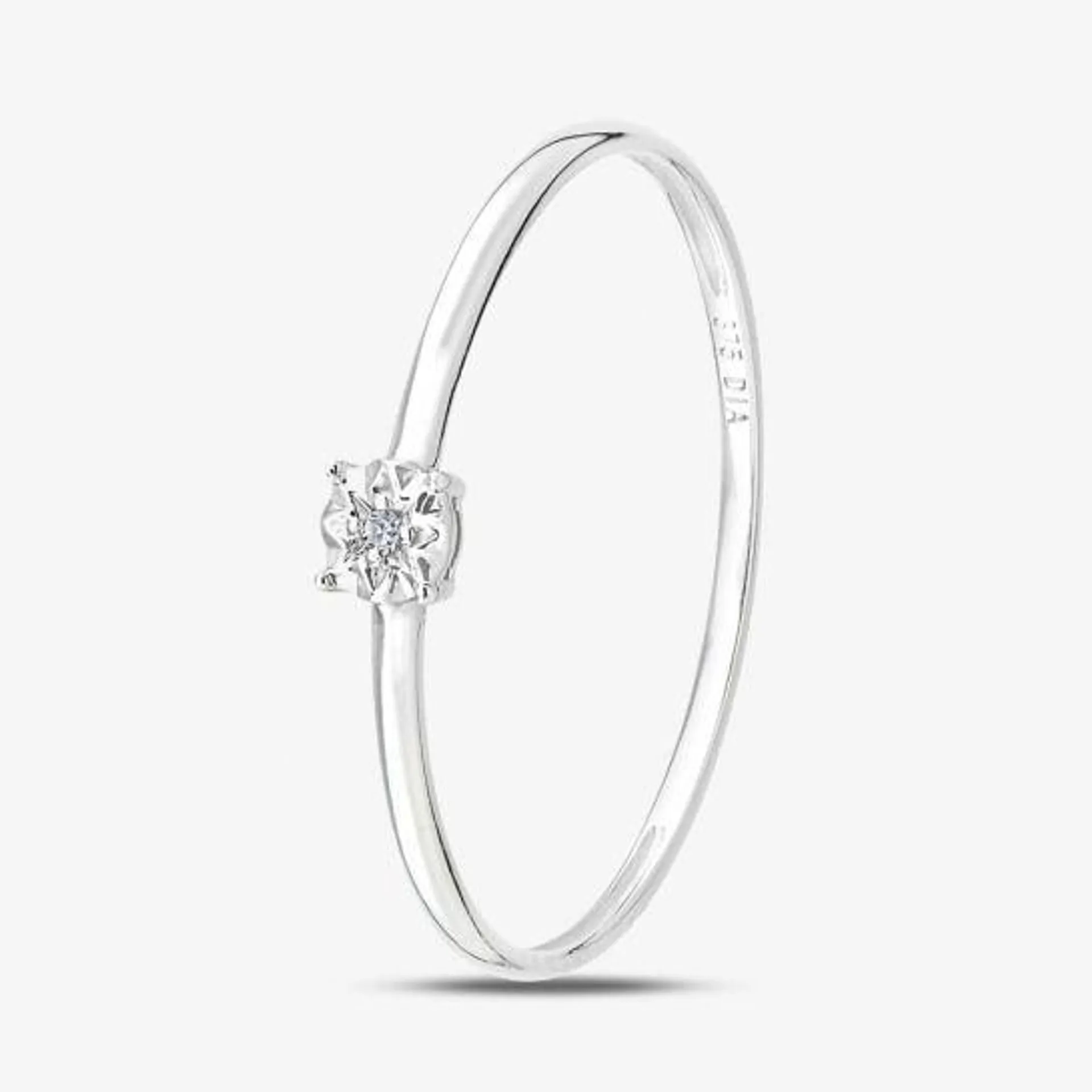 9ct White Gold 0.01ct Solitaire Diamond Ring