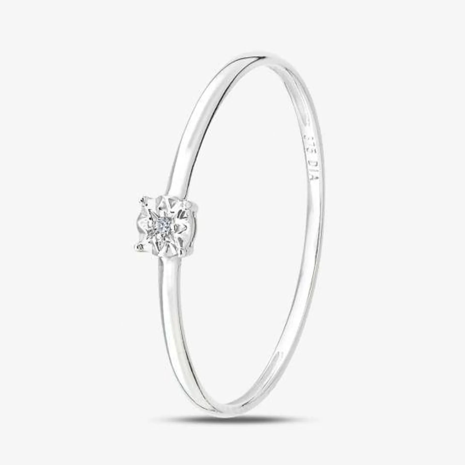 9ct White Gold 0.01ct Solitaire Diamond Ring PR12847W