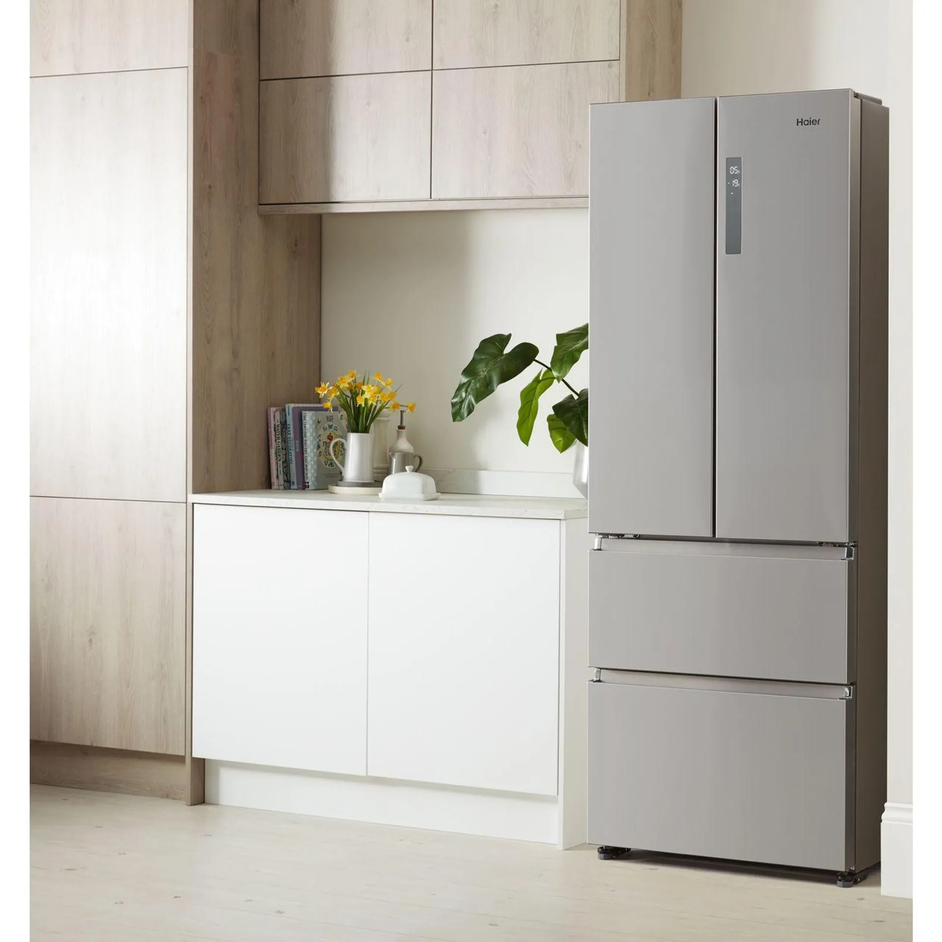 Haier HB15FPAA 60/40 Total No Frost Fridge Freezer - Stainless Steel Effect - F Rated
