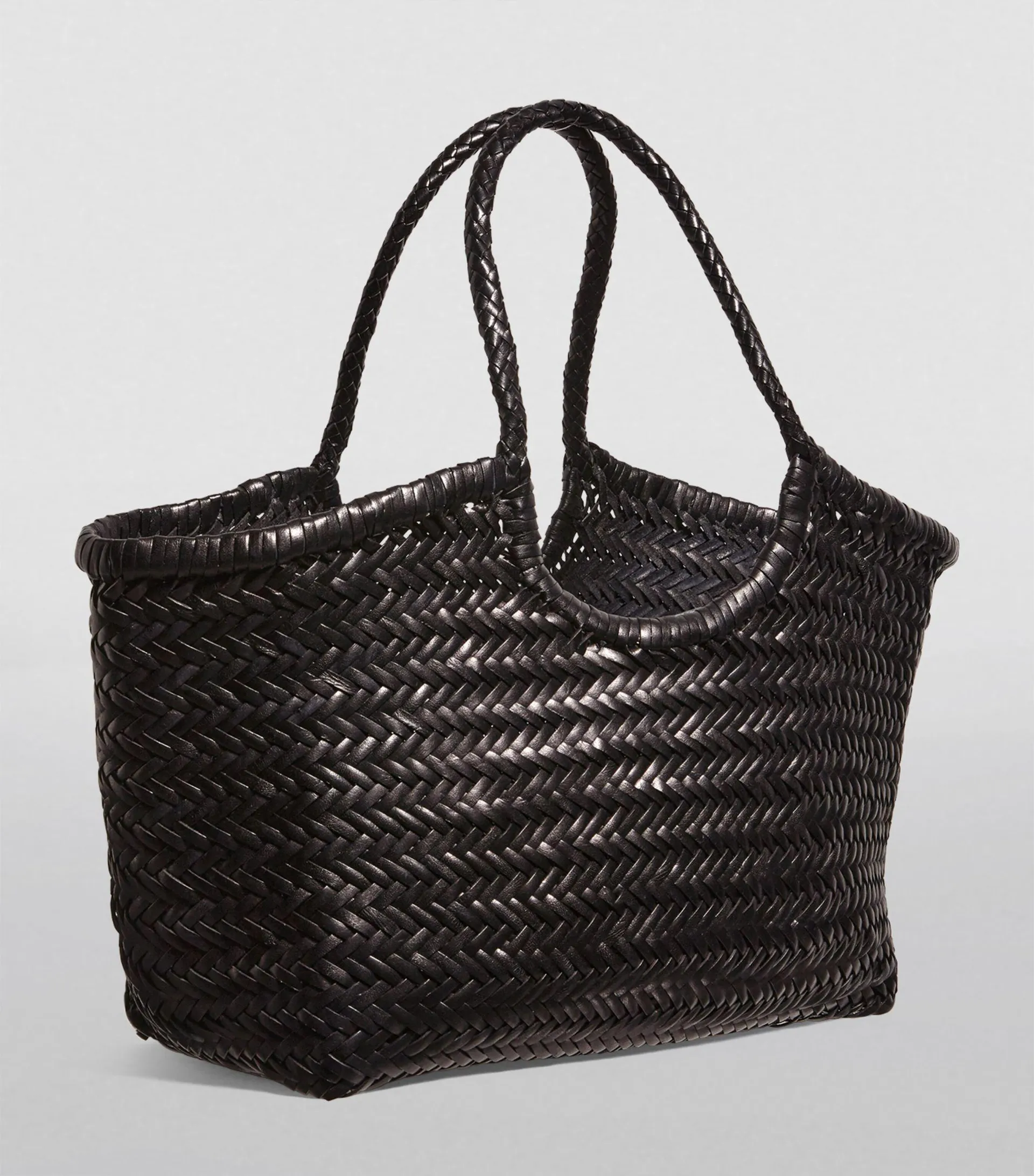 Large Leather Woven Nantucket Tote Bag