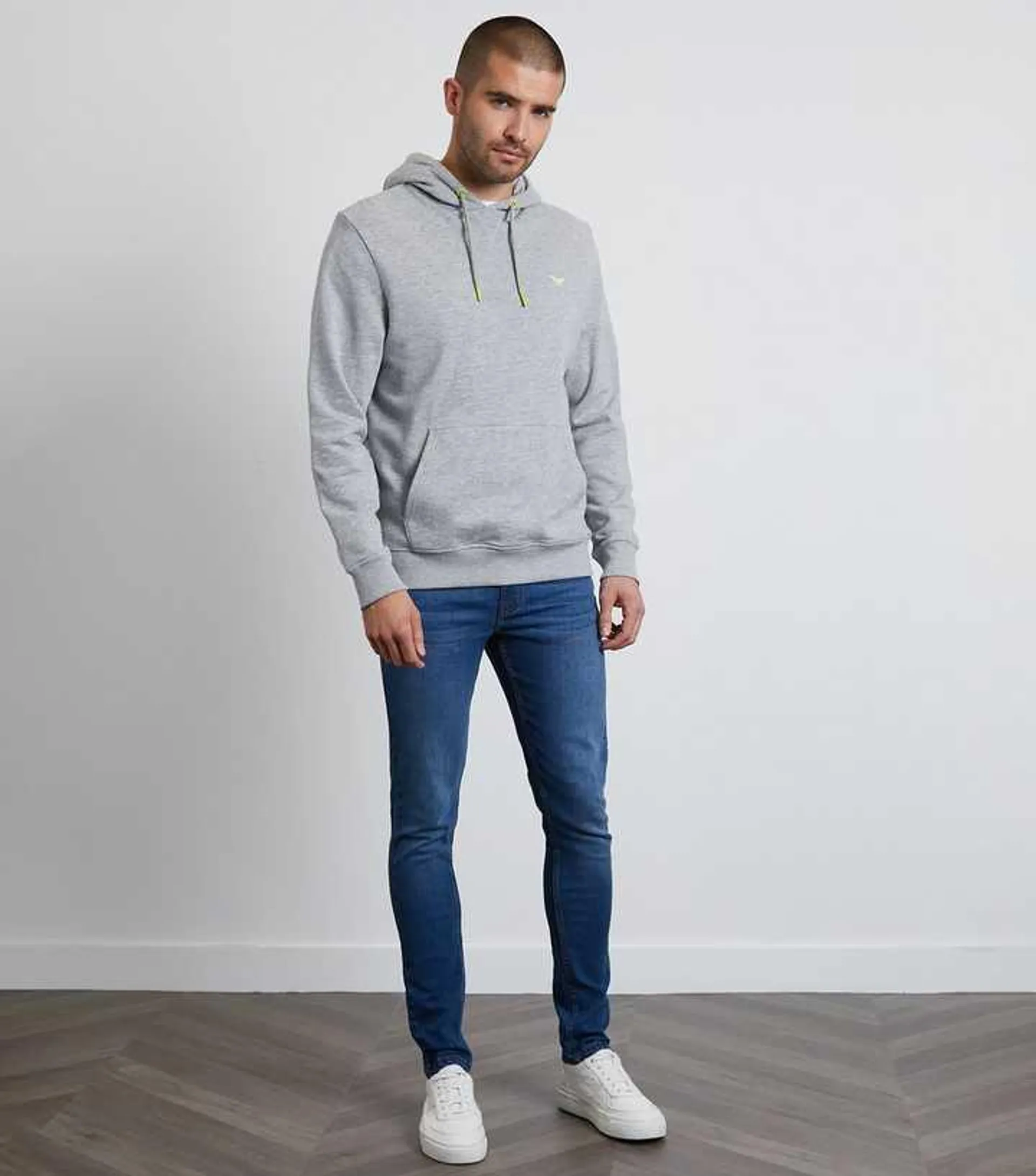 Threadbare Grey Marl Pocket Front Hoodie